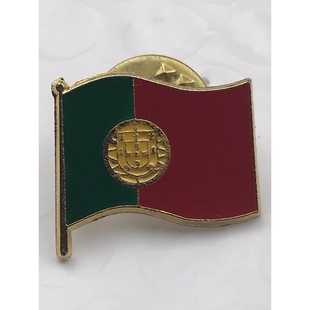 Portugal Flag Lapel Pin Brooch Gold Tone Enamel Vintage Portuguese Souvenir thumbnail 4