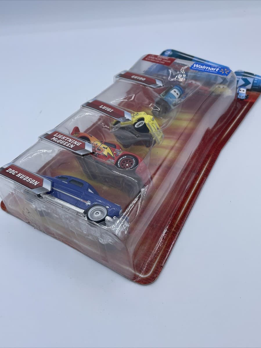 Pixar Disney Cars Diecast 4 pack Walmart Exclusive Doc Lightning Guido Luigi NIP thumbnail 5