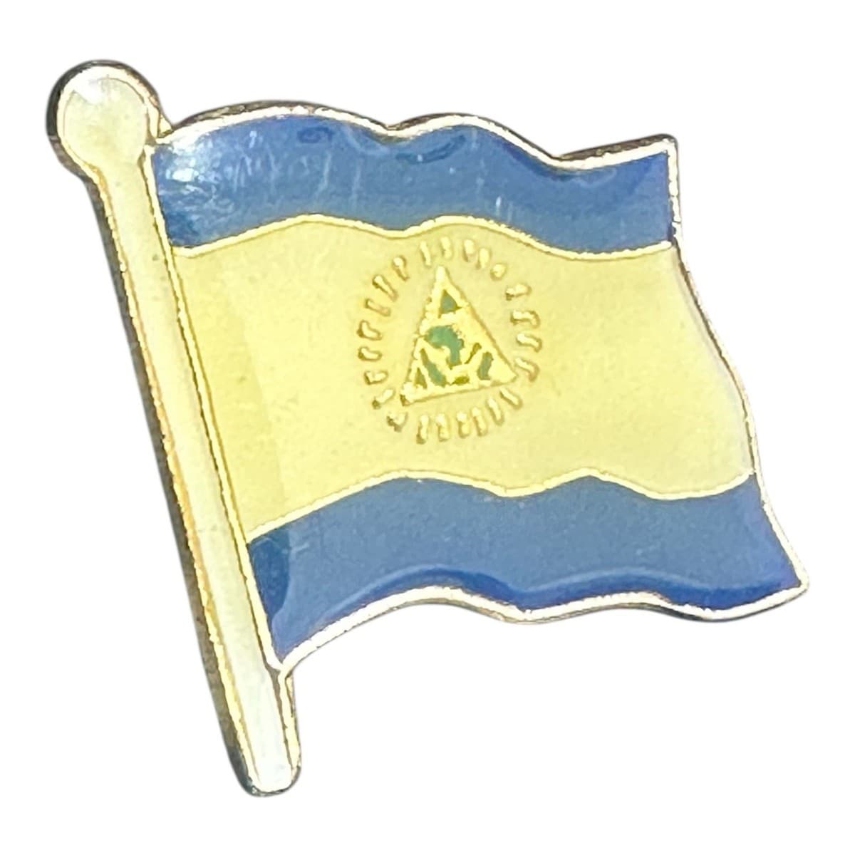 Flag of Nicaragua Vintage Lapel Pin! Men’s And Women’s Suit ! Gold Toned Pin thumbnail 2