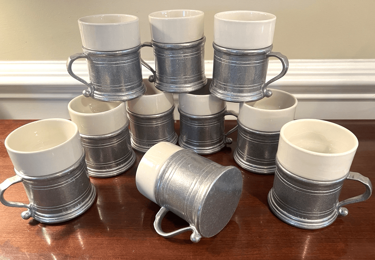 RWP Wilton Armetale Pewter Tavern Mug Coffee Cup Stein Ceramic Liner Set Of 10 - Image 1