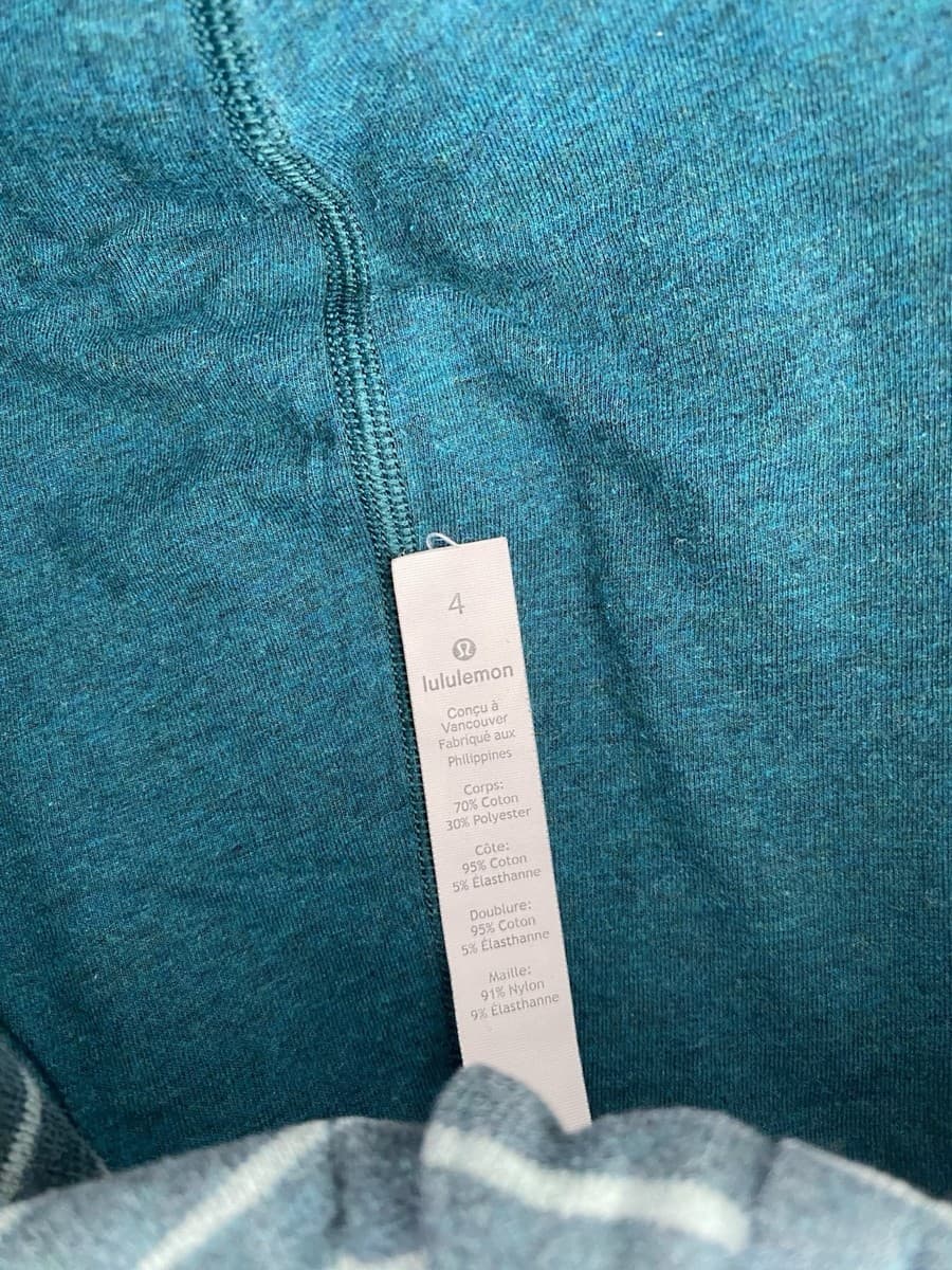 Lululemon Teal Green Striped Scuba Hoodie, Size Small (4) Rare Color and Print! thumbnail 3
