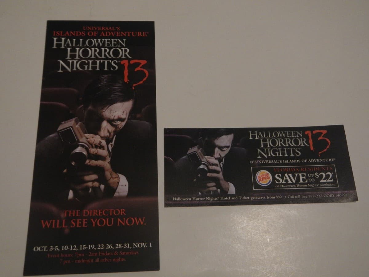 Universal's Islands of Adventure HHN 13 info flier and coupon 2003 - Image 1