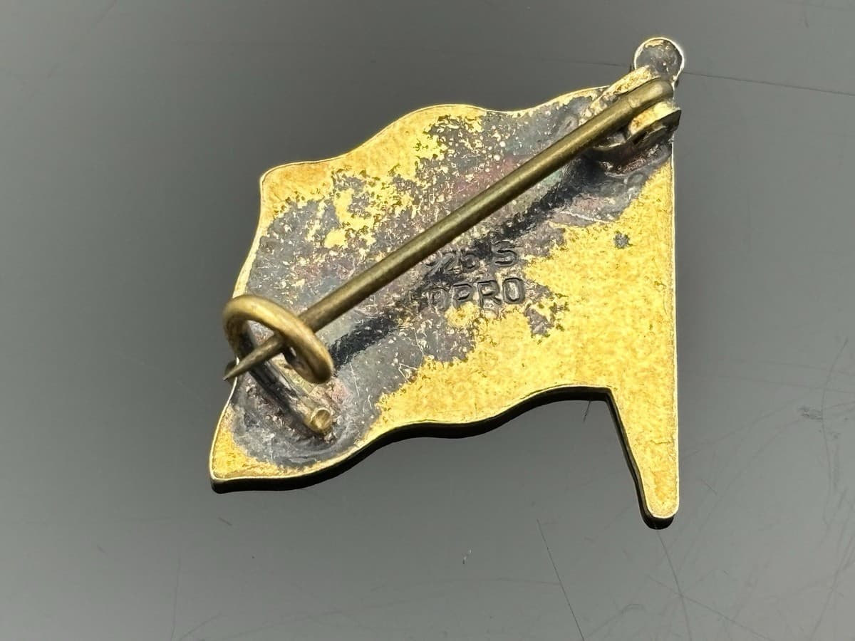 Vintage OPRO 925 Gilt Silver NORWAY Flag Enamel Brooch Pin C Clasp 11/16" Travel thumbnail 2