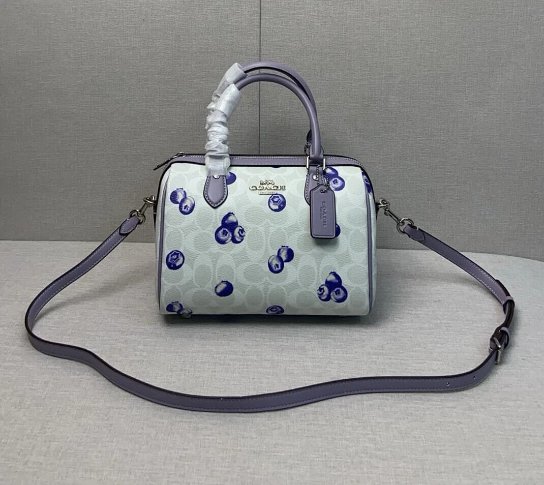 COACH Roan Satchel Signature Canvas Blueberry Print Violet CT216 Outlet NEW thumbnail 2
