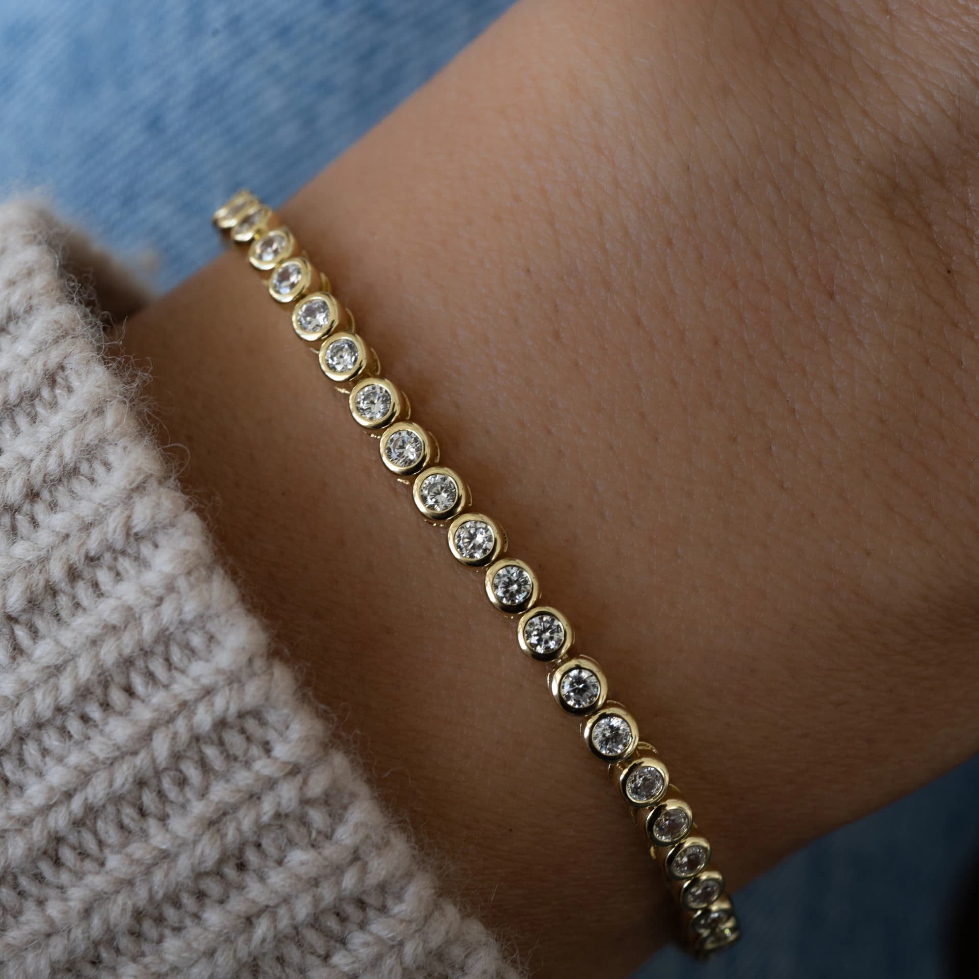 Tennis Bracelet, Gold Tennis Bracelet, Cubic Zirconia Tennis Bracelet, Dainty Bracelet, Diamond Bracelet, Gift for Her, Minimalist Bracelet - Image 1