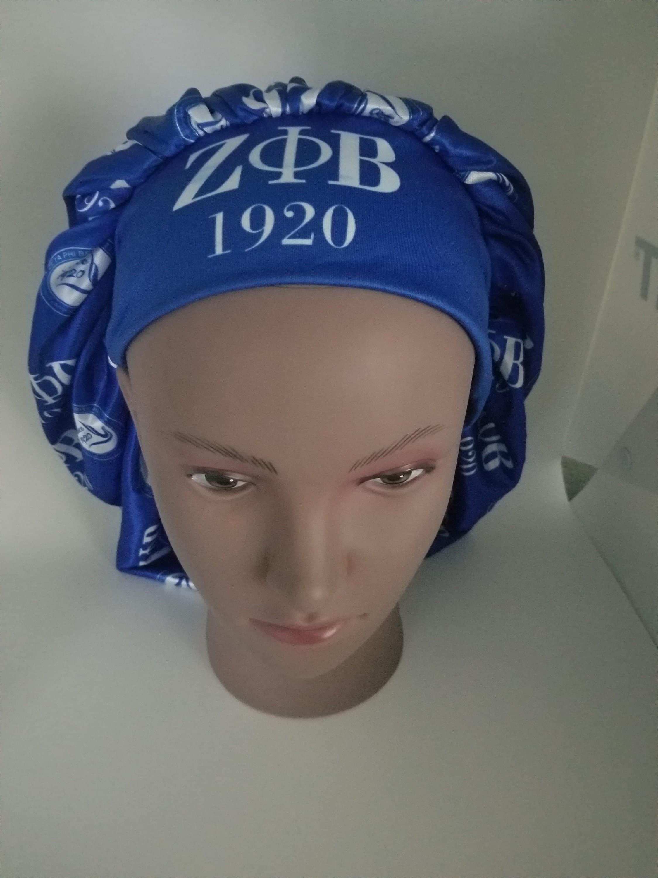 Zeta Phi Beta Bonnet overall size of the diameter of the bonnet is 16 inches (blue interior) - Image 1