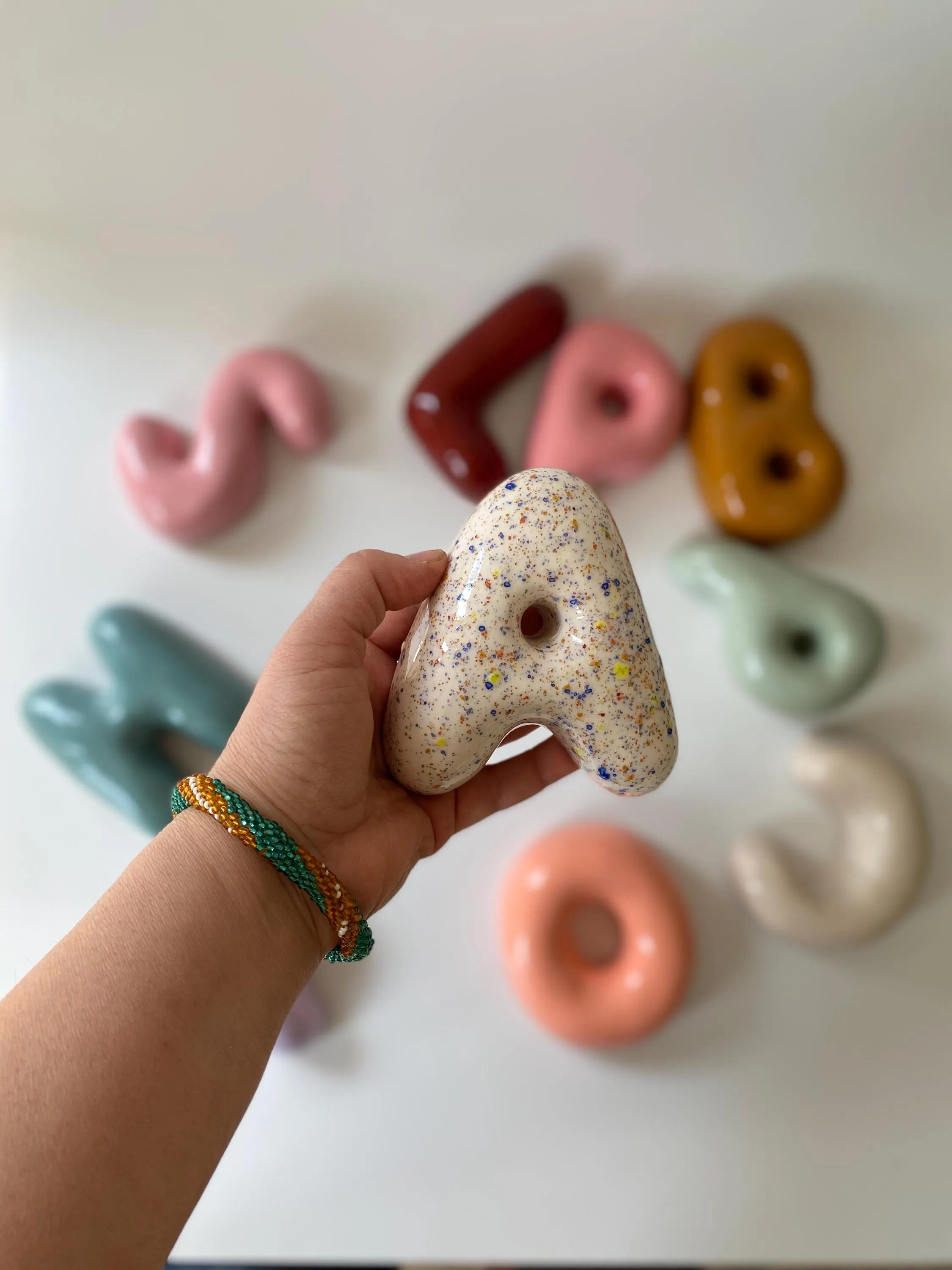 Ceramic Bubble Letters-Ceramic Bubble Letter: Colorful Handmade Alphabet, Wall Decor - Image 1