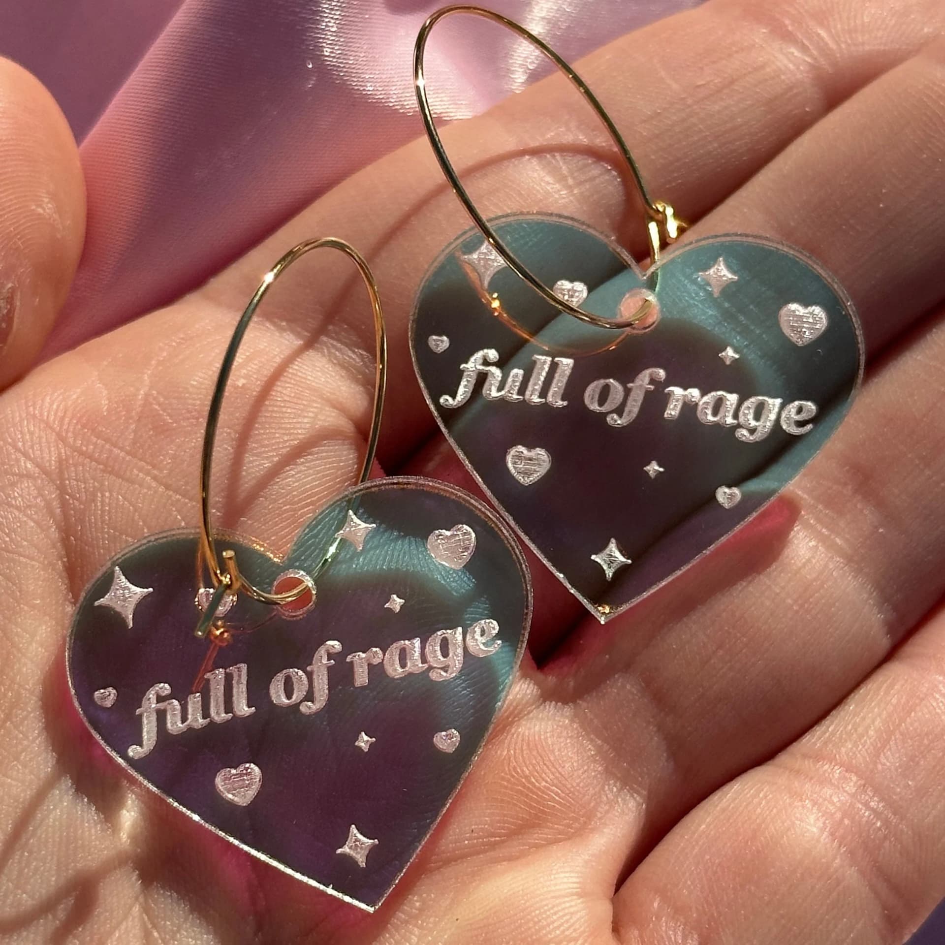 full of rage hoop earrings [gold] - Image 1