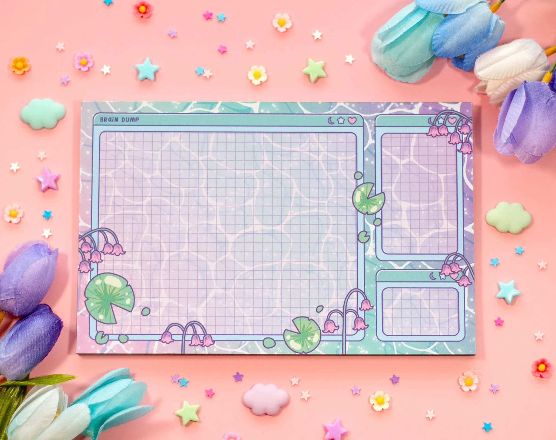 Lily Pad Brain Dump Planner Pad | Kawaii Art Cute Aesthetic Stationery Office Supplies Gift - Image 1