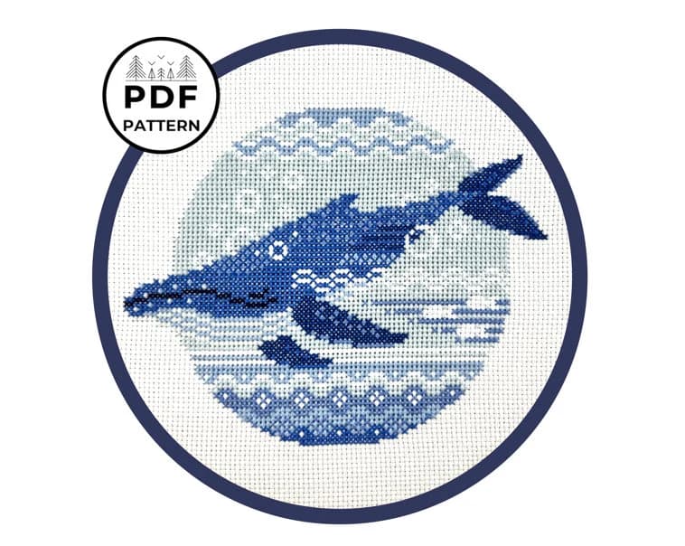 Humpback Whale Cross Stitch Pattern - Image 1