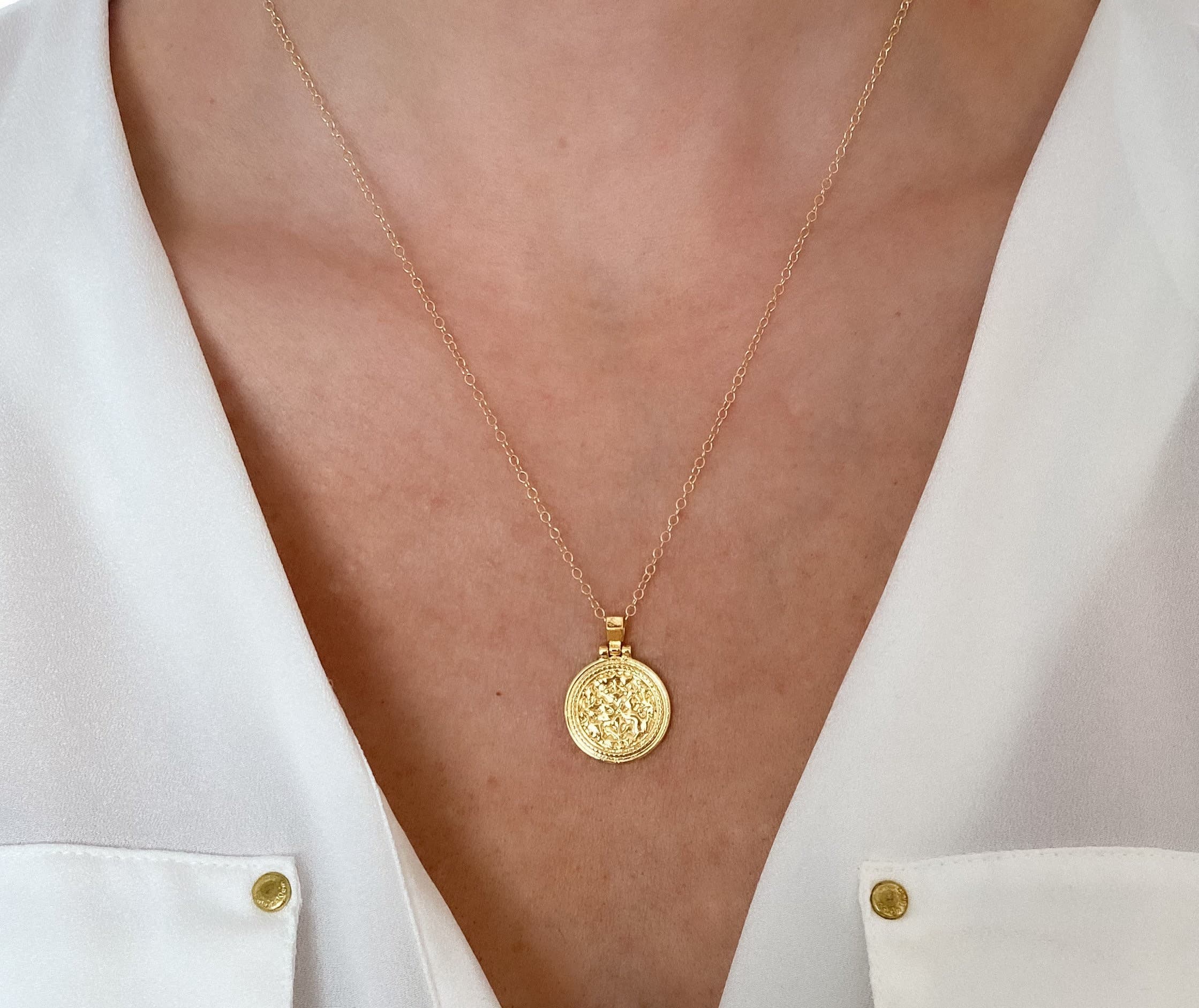 Gold filled necklace, Coin necklace, medallion necklace, necklaces for women, gifts for her, necklaces, dainty necklace, Jewelry, Gift