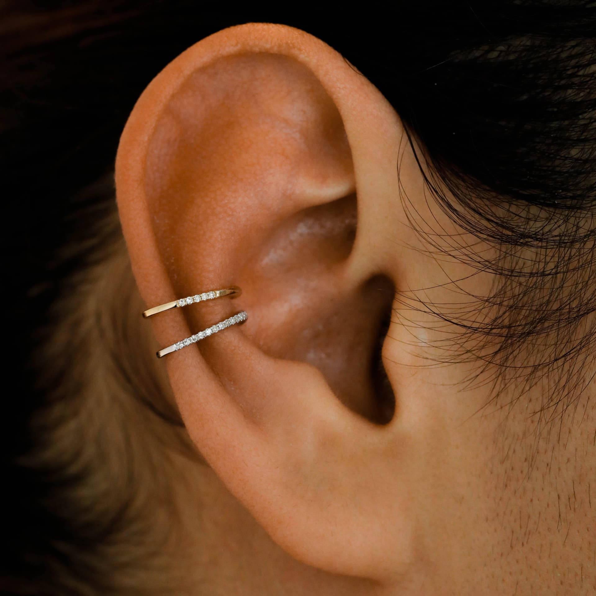 14K Gold Diamond Ear Cuff Non Pierced Single Earring thumbnail 5