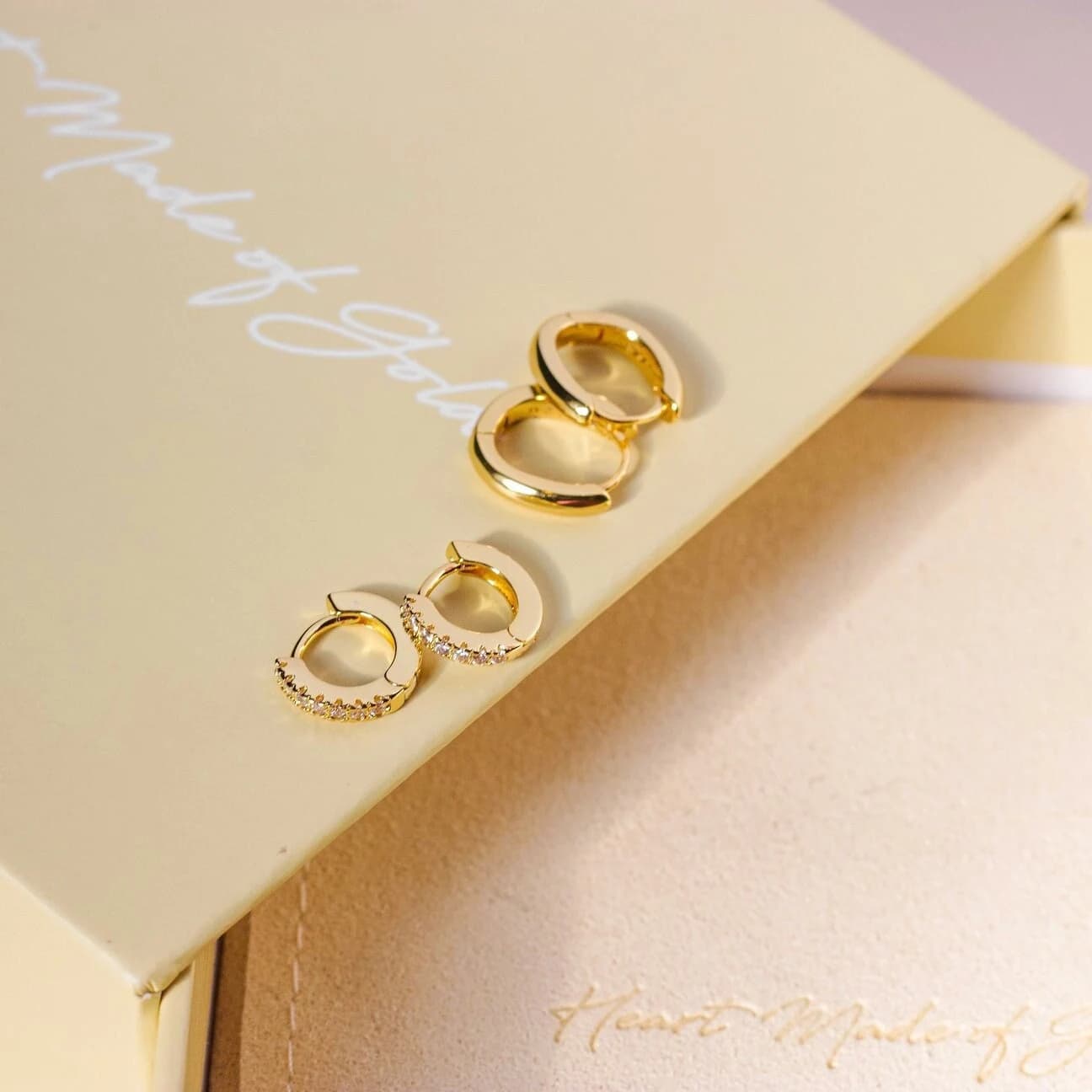 18K Gold Hoop Earrings Small Hoop Earrings Earring Set Jewelry Gift Set Gifts for Her Gold Hoops Huggie Earrings Gift for Her Gifts for Mom - Image 1