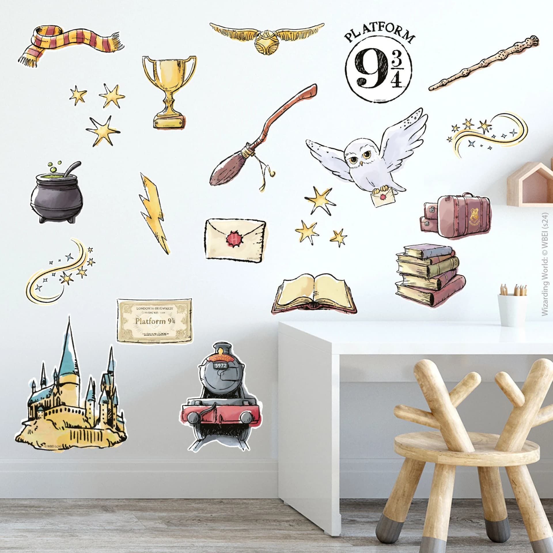 HARRY POTTER Wall Sticker – Watercolour Icons Set Wall Decal Wizarding World Art - Image 1