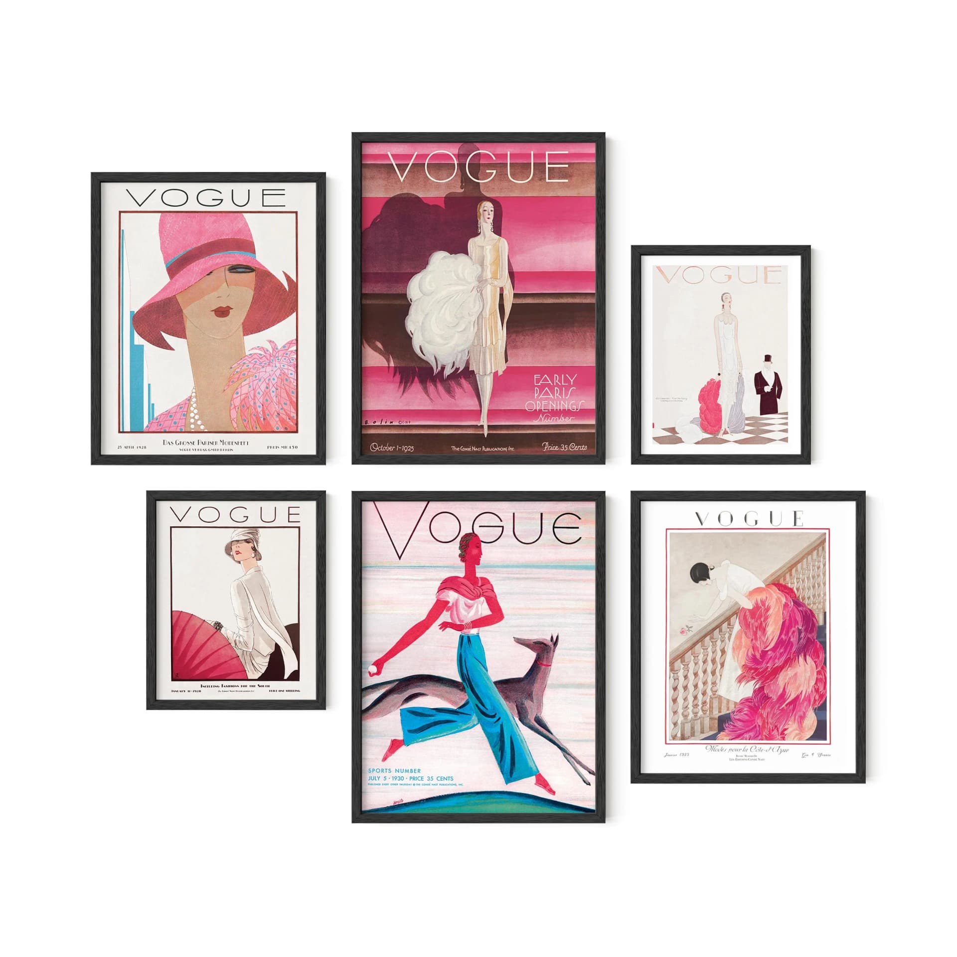 Vintage Vogue Magazine Cover Poster Set: 1920s-1930s Fashion Art - Image 1