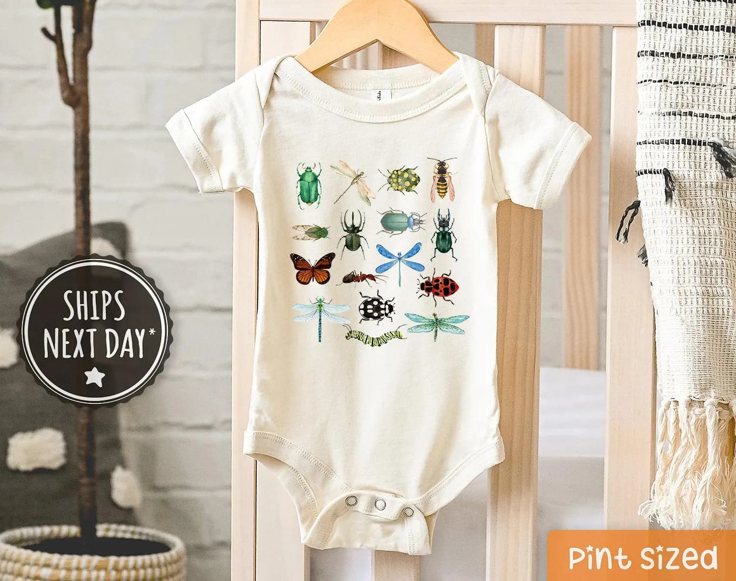 Retro Bugs and Beetles Baby Onesie® - Cute Insect Bodysuit - Hipster Entomologist Baby Onesie® - Image 1