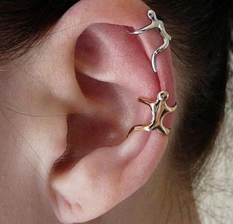 Ear Cuff Silver Ear Man Ear Cuff - Climbing Man Ear Cuff - Ear Cuff -  Jewellery - Non Pierced Earring Non Pierced Ear Cuff Ear Studs - Image 1