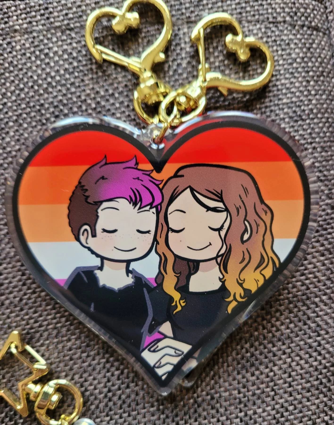 Custom YCH Commission LGBTQ Pride Heart 3" Acrylic Keychain (Please Read Description!) - Image 1
