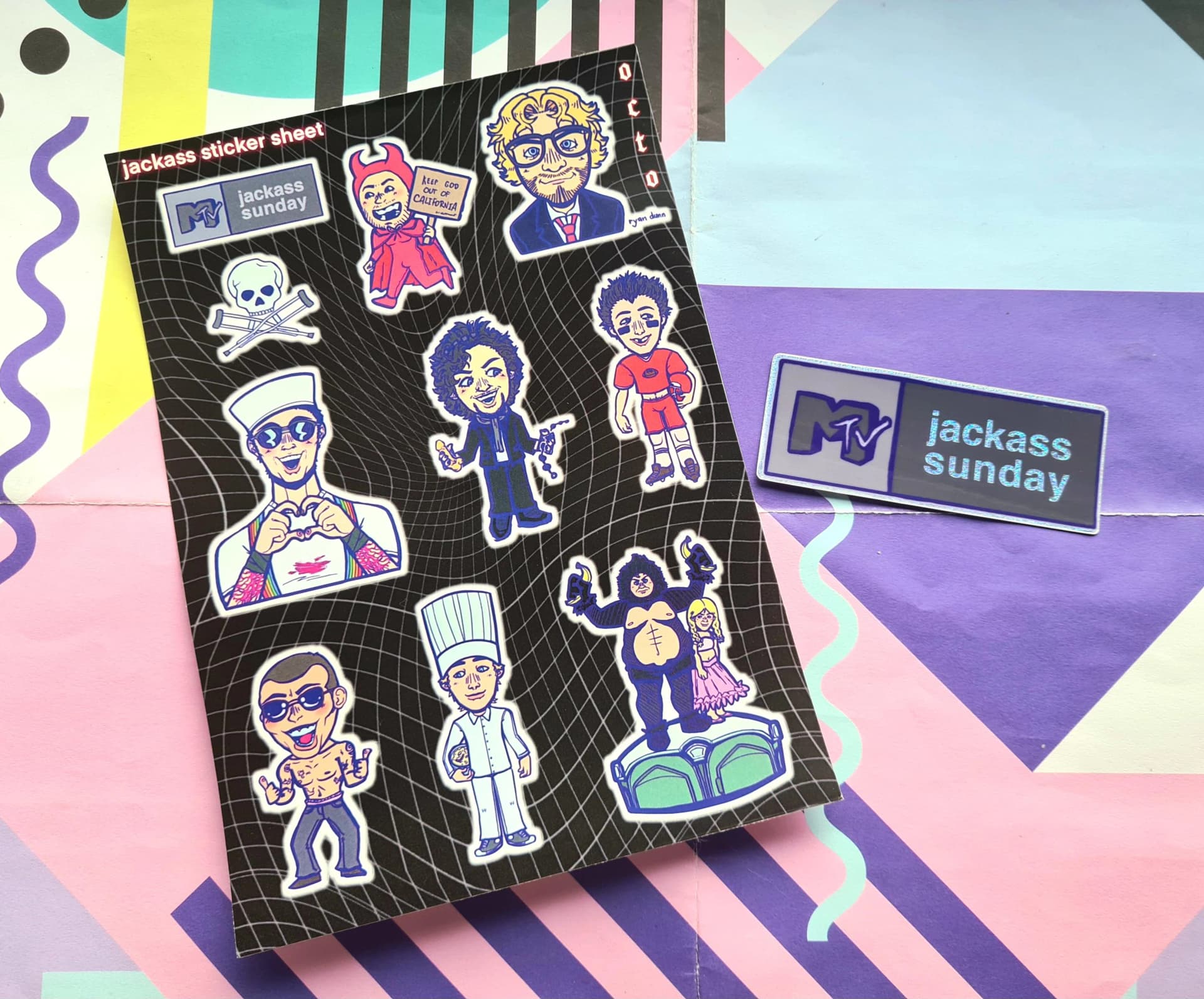 JACKASS - A5 sized sticker sheet and holographic sticker - Image 1