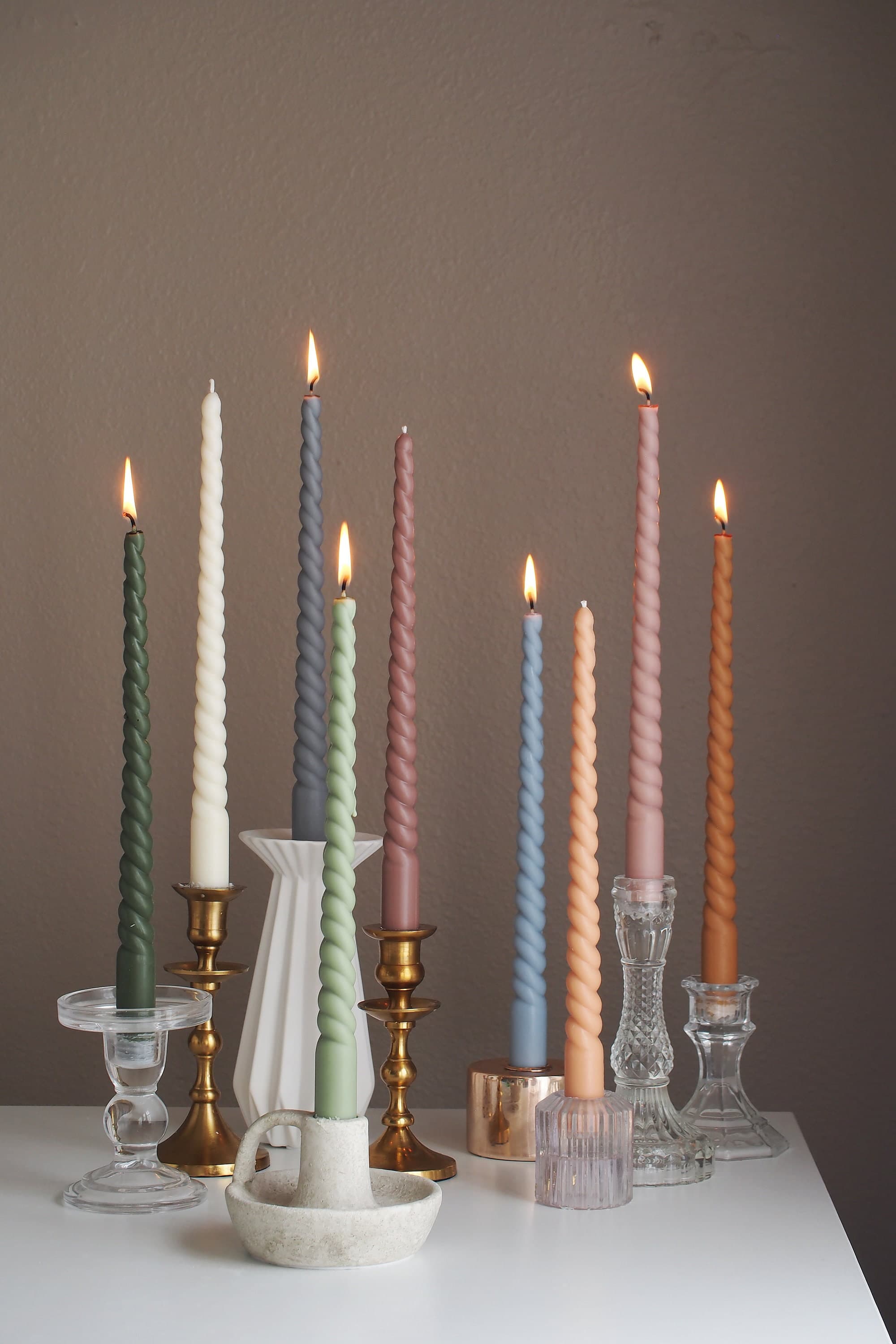Ellie Twisted Taper Candle, Spiral Colorful Candle, Soy Beeswax, Wedding Candle, Home decor, Handmade Gift, Maximalist, 11 1/4&quot; (A Pair）