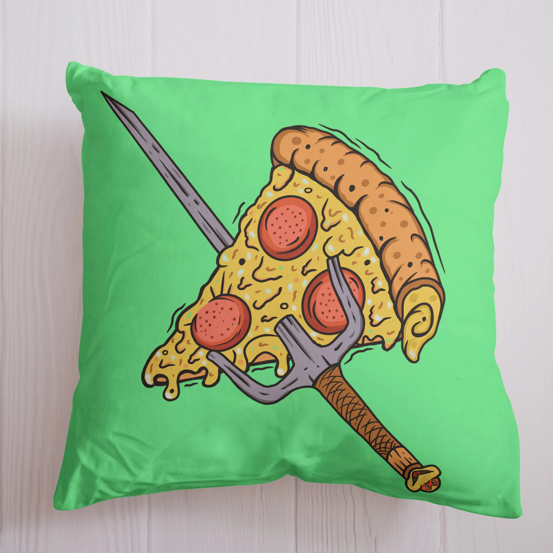 Lootgear Cuddly Pillow Turtles Pizza Throw Pillow Cushion Decorative Pillow Retro Vintage Salami Pepperoni Cheese Ninja Mutant Cheese TMNT Fans - Image 1