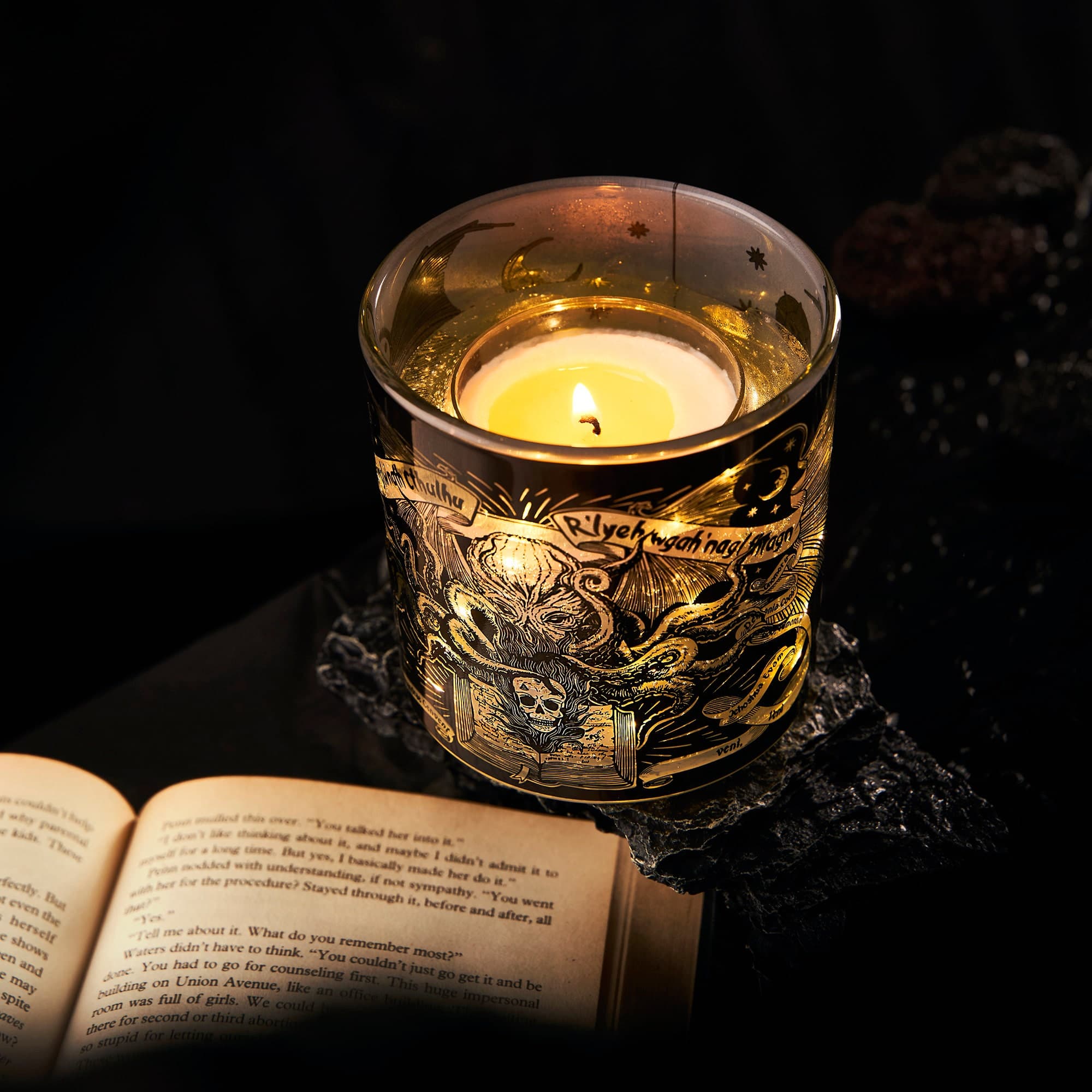 Arkham's Last Glimmer of Hope Cthulhu Light-Up Aroma Candle Bedroom Goodie Soy Gel Wax Bergamot Cedar Gift for Lovecraftian Fan - Image 1