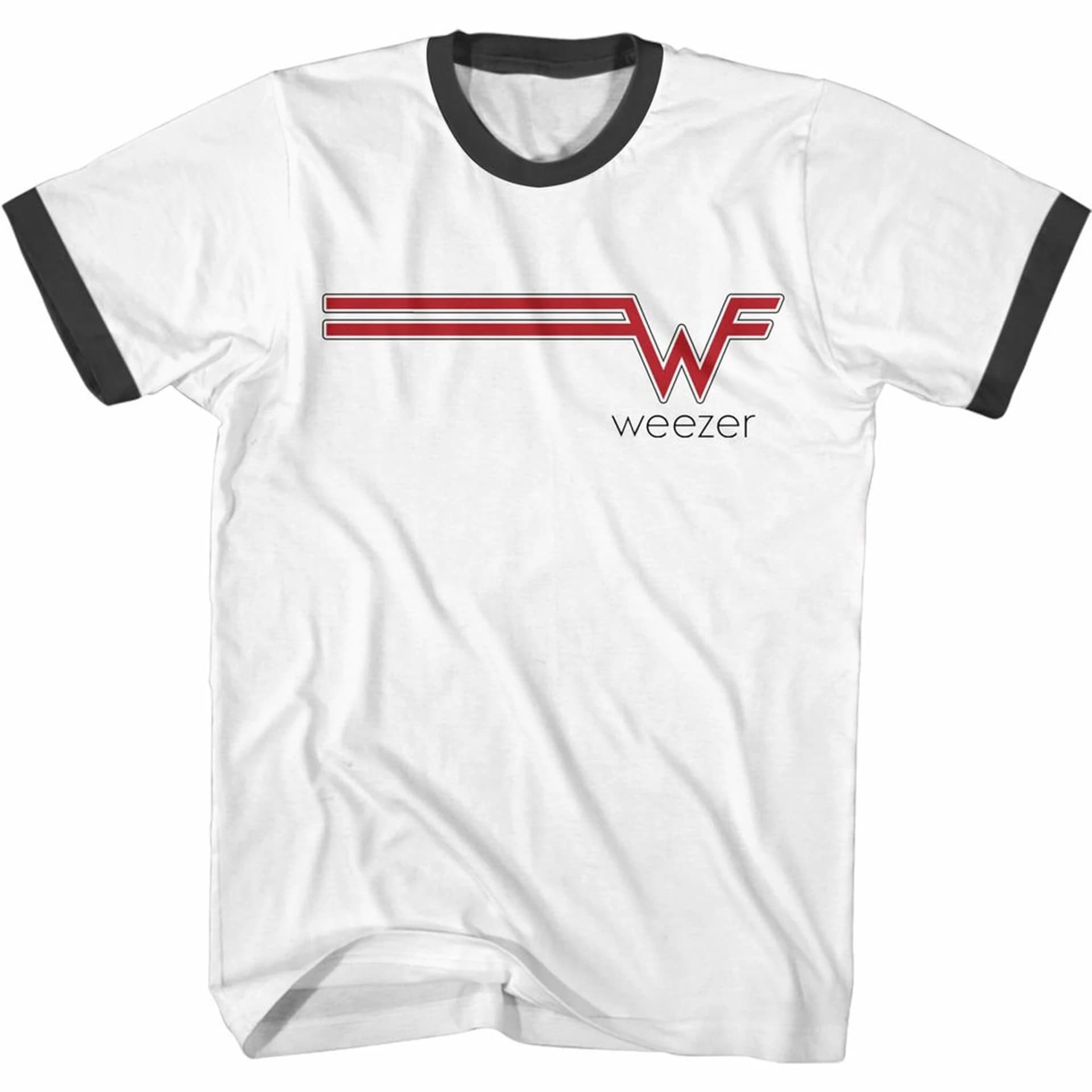 Weezer W Streak White/Black Adult S/S Ringer T-Shirt - Image 1