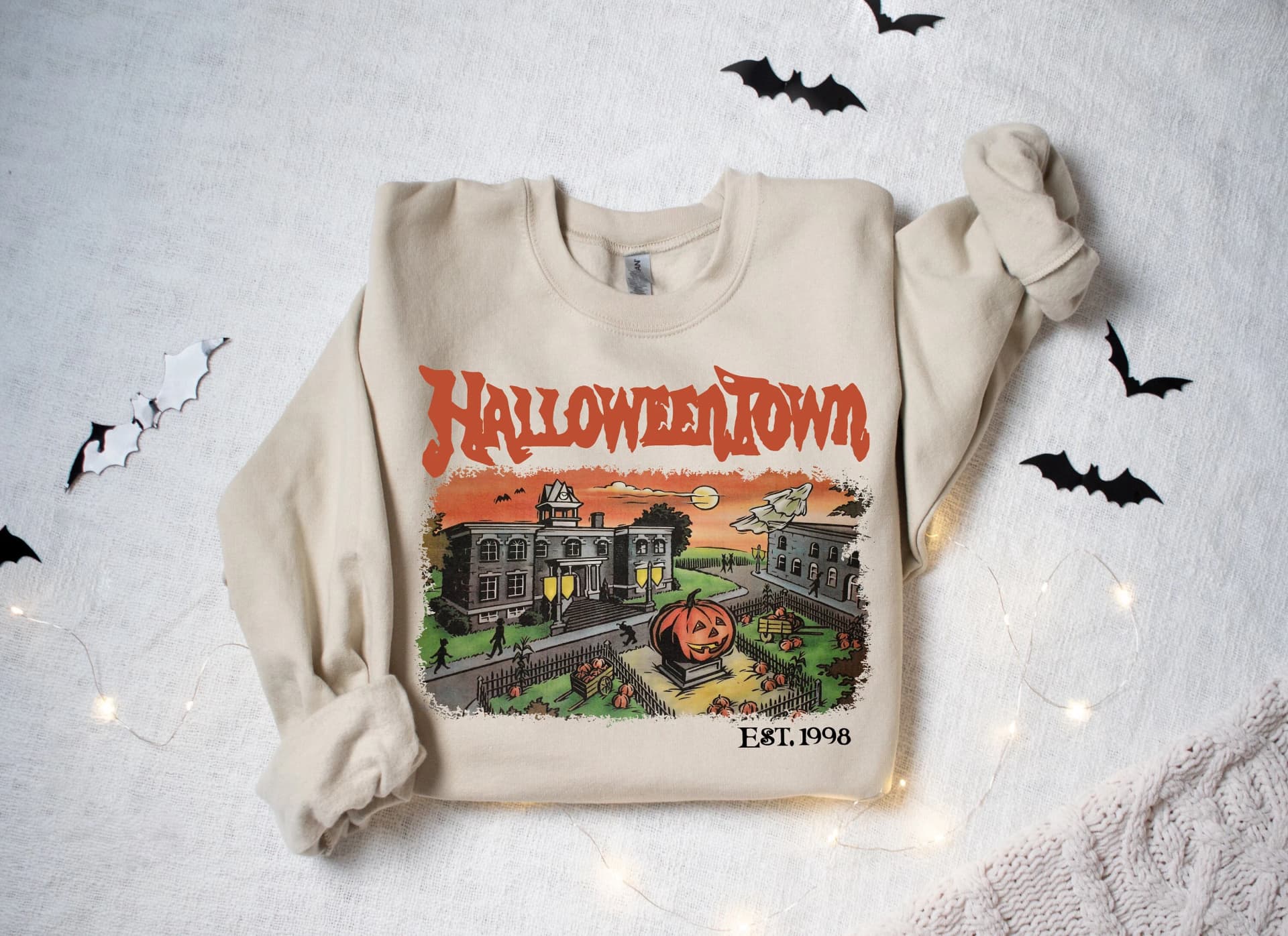 Halloweentown Est 1998 Sweatshirt, Halloweentown University, Retro Halloweentown Sweatshirt, Fall Sweatshirt, Halloween Sweatshirt - Image 1