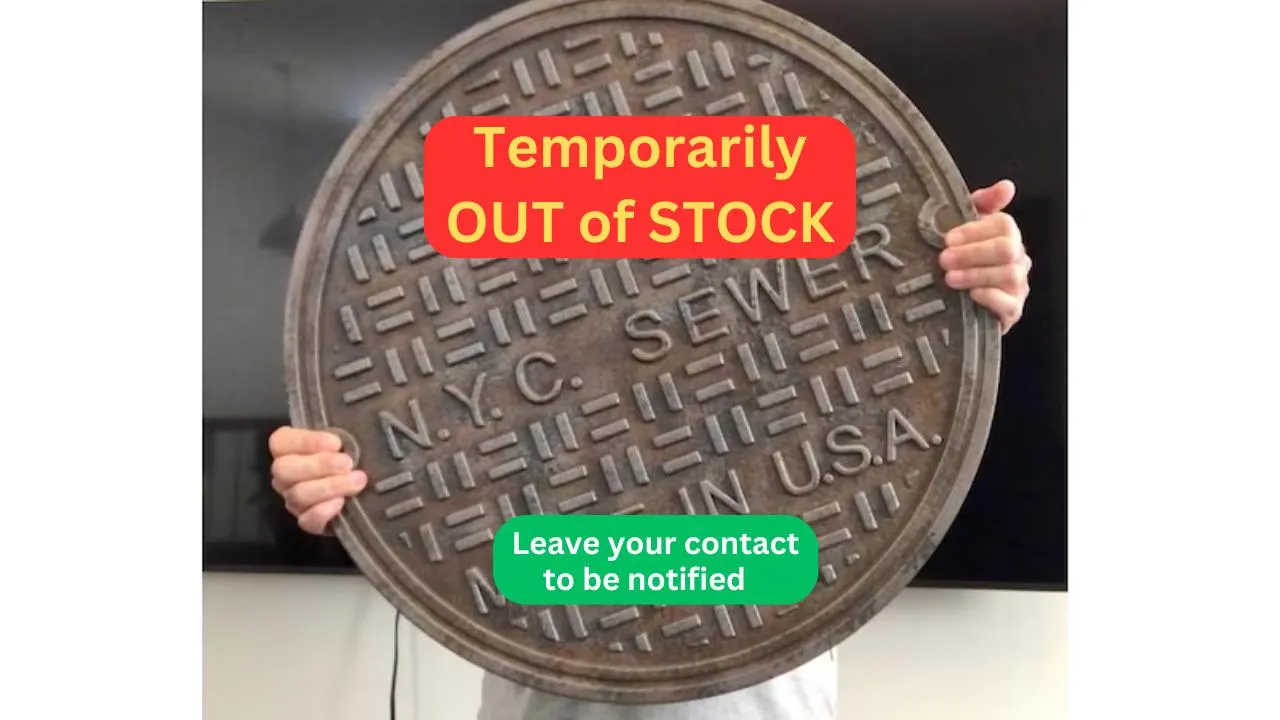 REPLICA New York City Sewer Manhole Cover, 24 inch Diameter. Use as Table Top or One of a Kind Wall Decor for Game Room, Man Cave, - Image 1