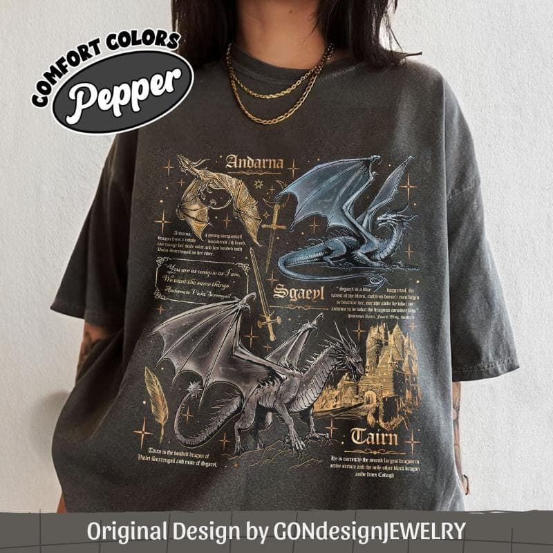 Fourth Wing Dragon Comfort Colors Shirt,  Tairn & Andarna TShirt, Basgiath War College Tee, Dragon Rider Shirt, Bookish Gift for Readers - Image 1