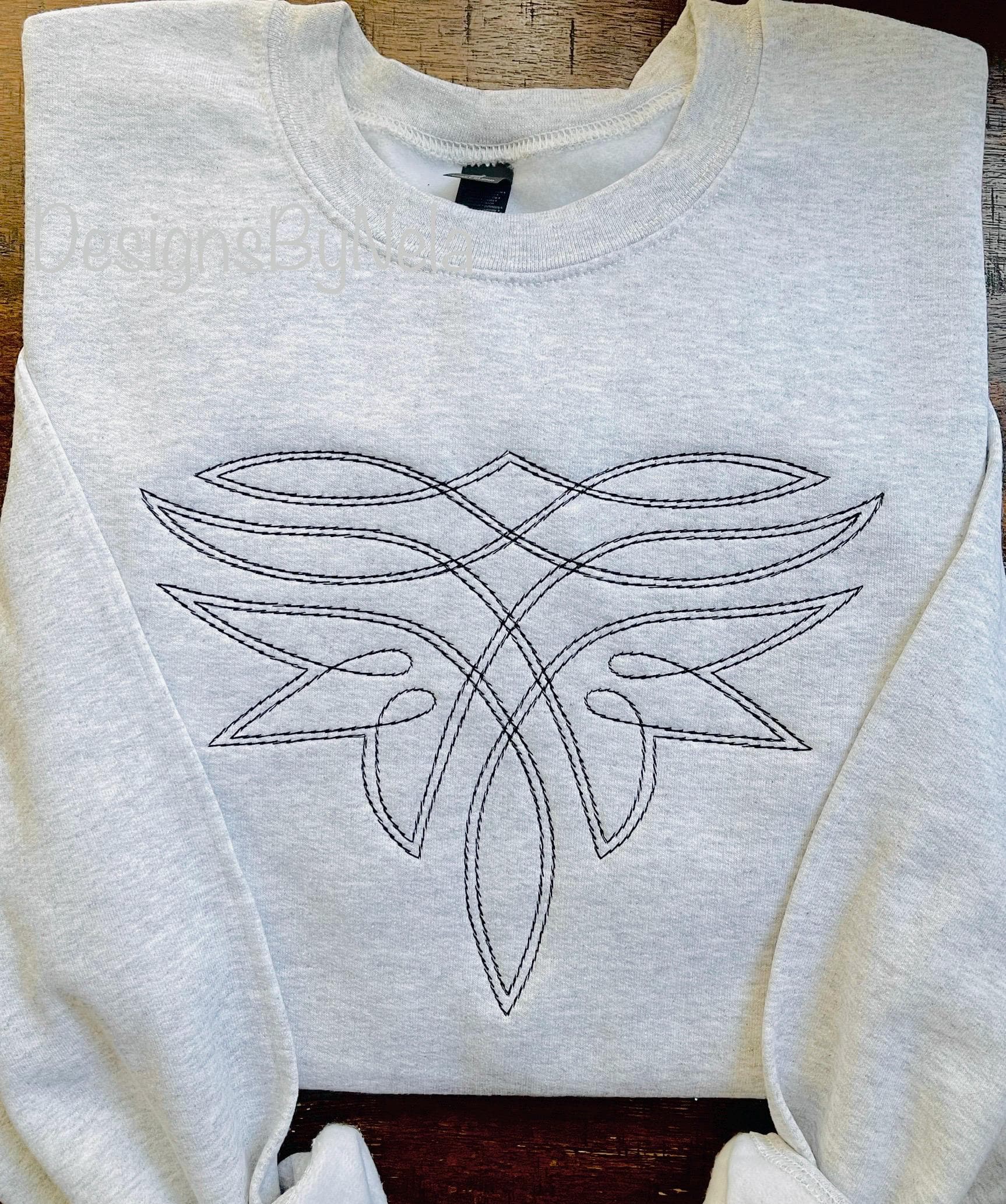 Embroidered boot stitch sweatshirt, trendy Cowgirl shirt, rodeo shirt, boho Cowgirl,retro western shirt, gift for her - Image 1