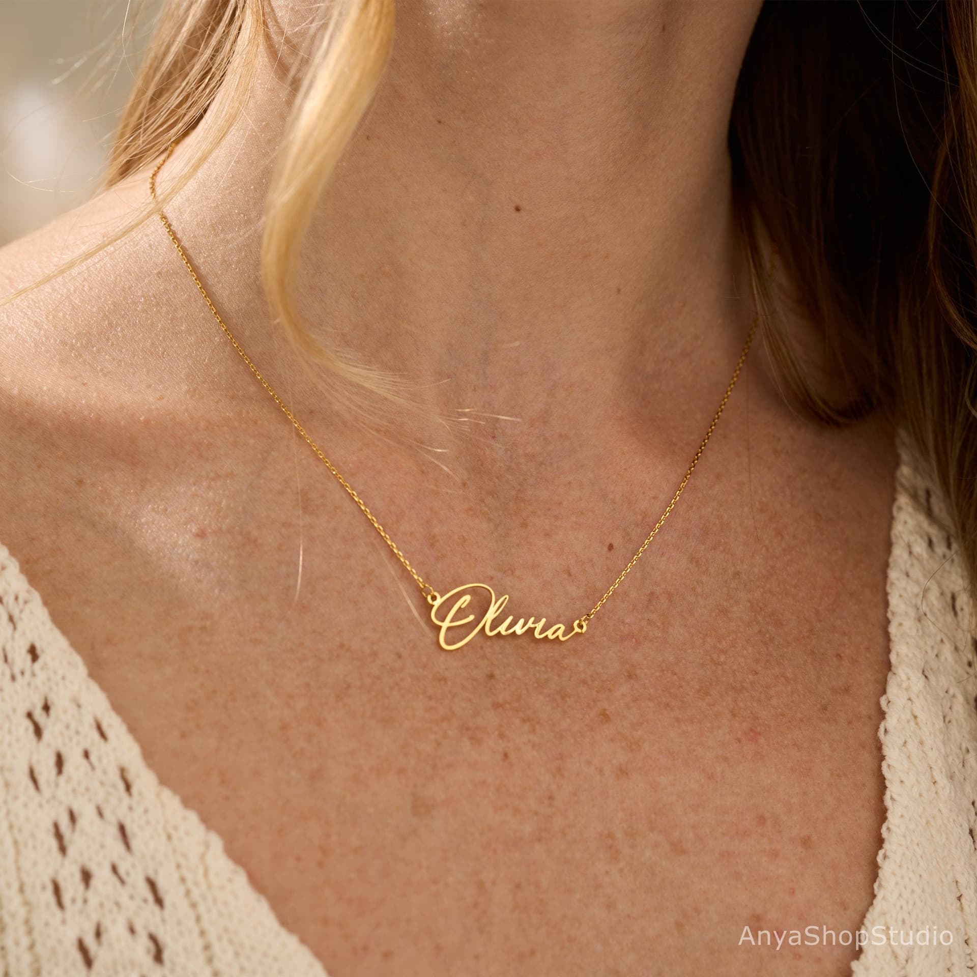 Collar con nombre personalizado, collar con nombre chapado en oro de 18 quilates, collar con nombre personalizado, regalo de cumpleaños para ella, regalo del día de la madre, regalo para mamá thumbnail 5