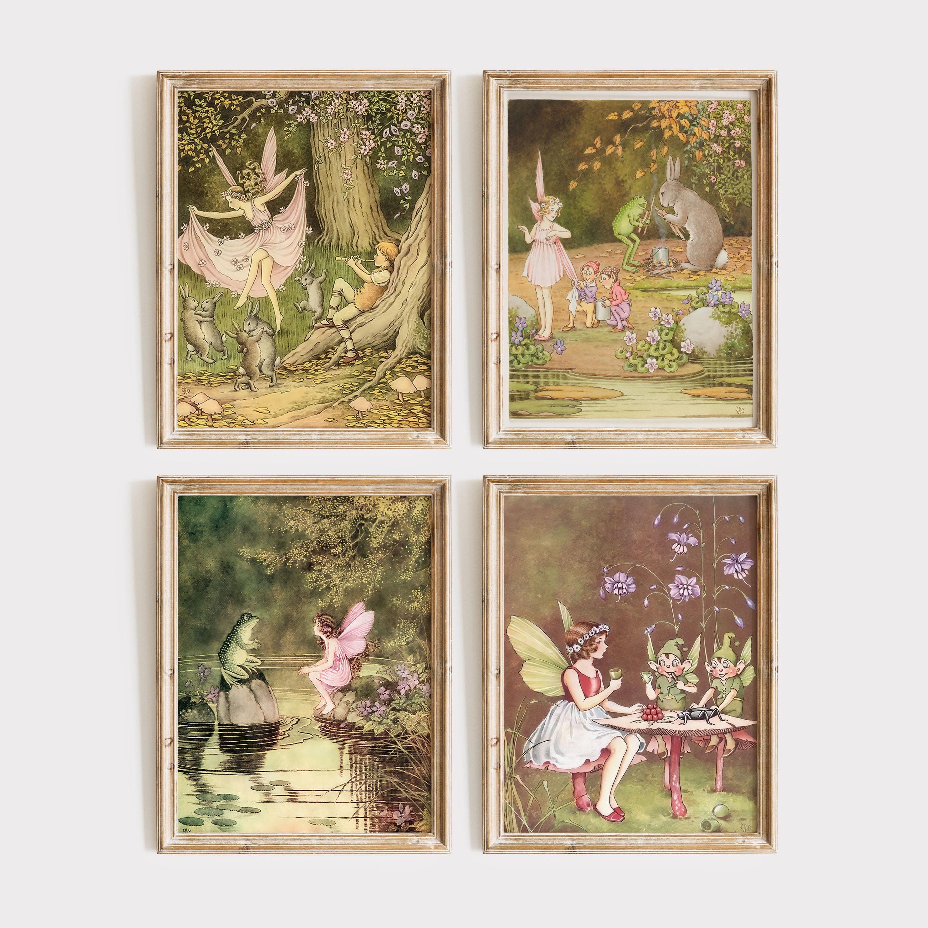 Whimsical Vintage Fairy Art for Nursery, Digital Fairy Art for Nursery, Ida Rentoul Outhwaite Fairies Set of 4.