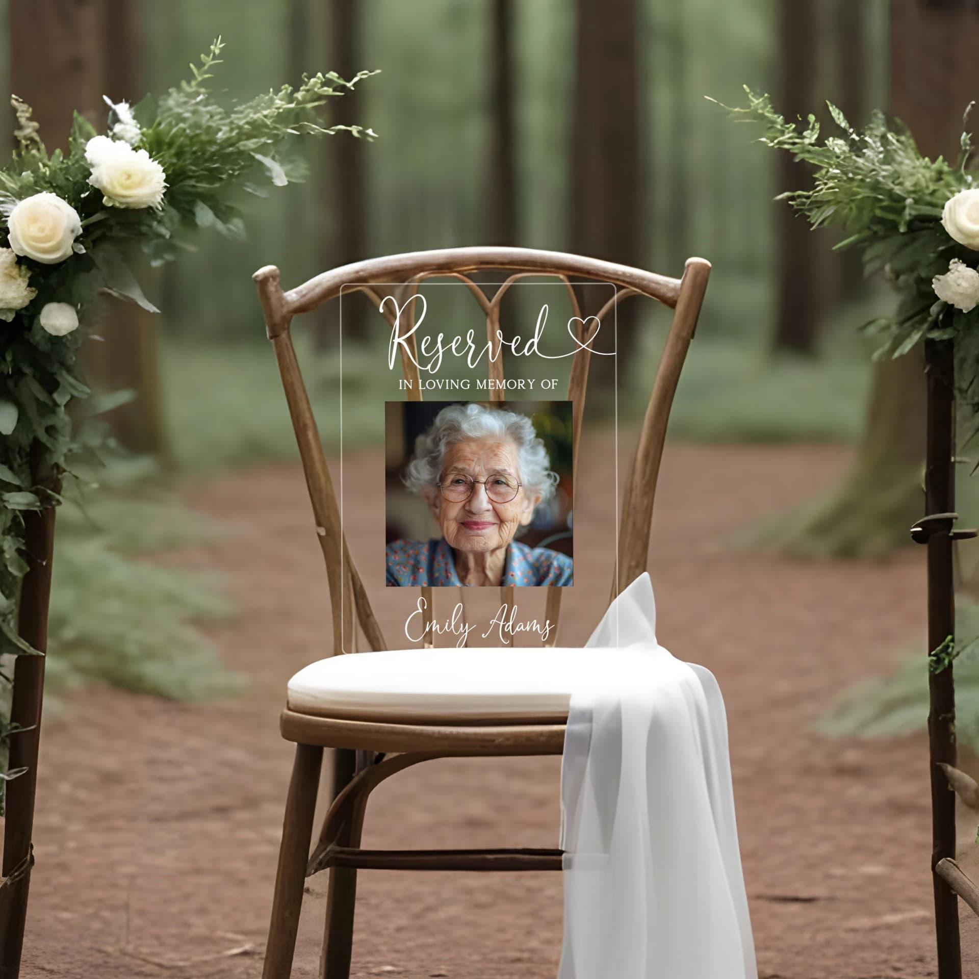 Reserved Memorial Sign, Personalized Memorial Plaque, In Loving Memory Wedding Decor, Sympathy Gift, Memorial Acrylic Wedding Sign - Image 1