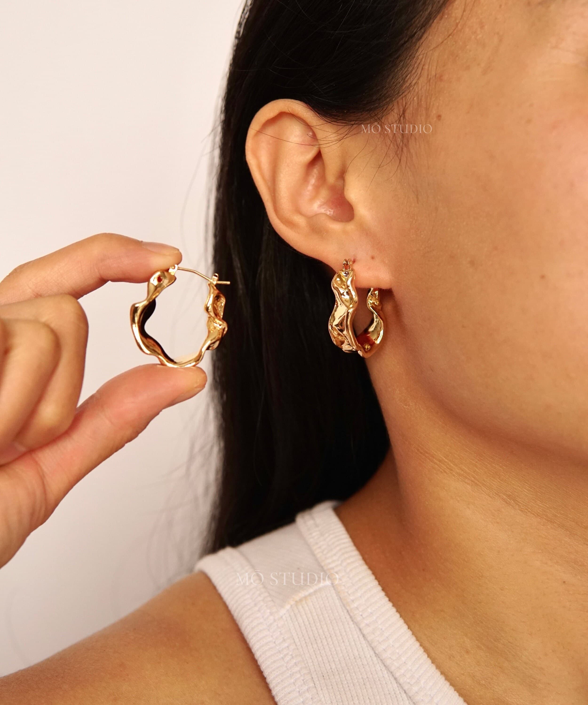 Chunky Wide Hoops Earrings Gold, Bold Hoop Earrings, Large Hoop Earrings, Silver Hoop Earrings, Statement Hoop Earrings, y2k