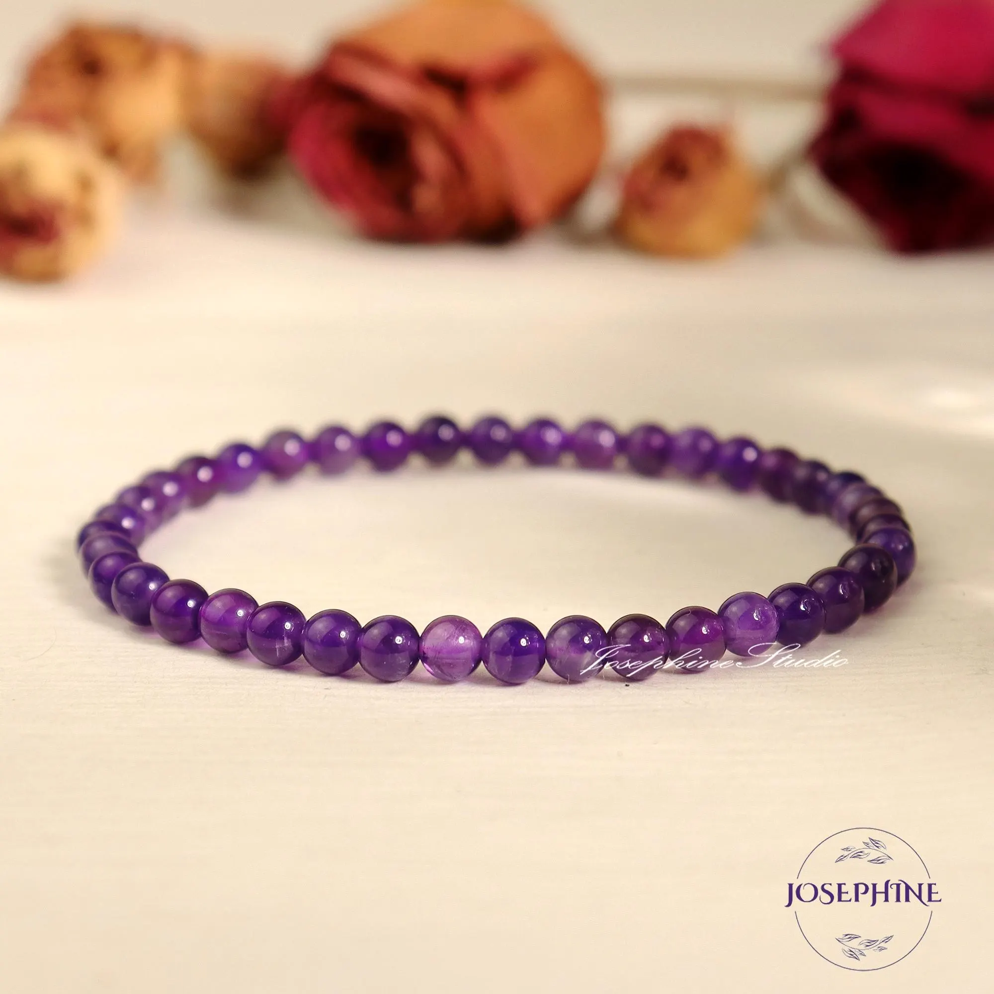 Grade A++ Amethyst Crystal Bead Bracelet 4mm, Purple Amethyst Bracelet, Healing Crystals, Great Gift for Men & Women, Christmas gift - Image 1
