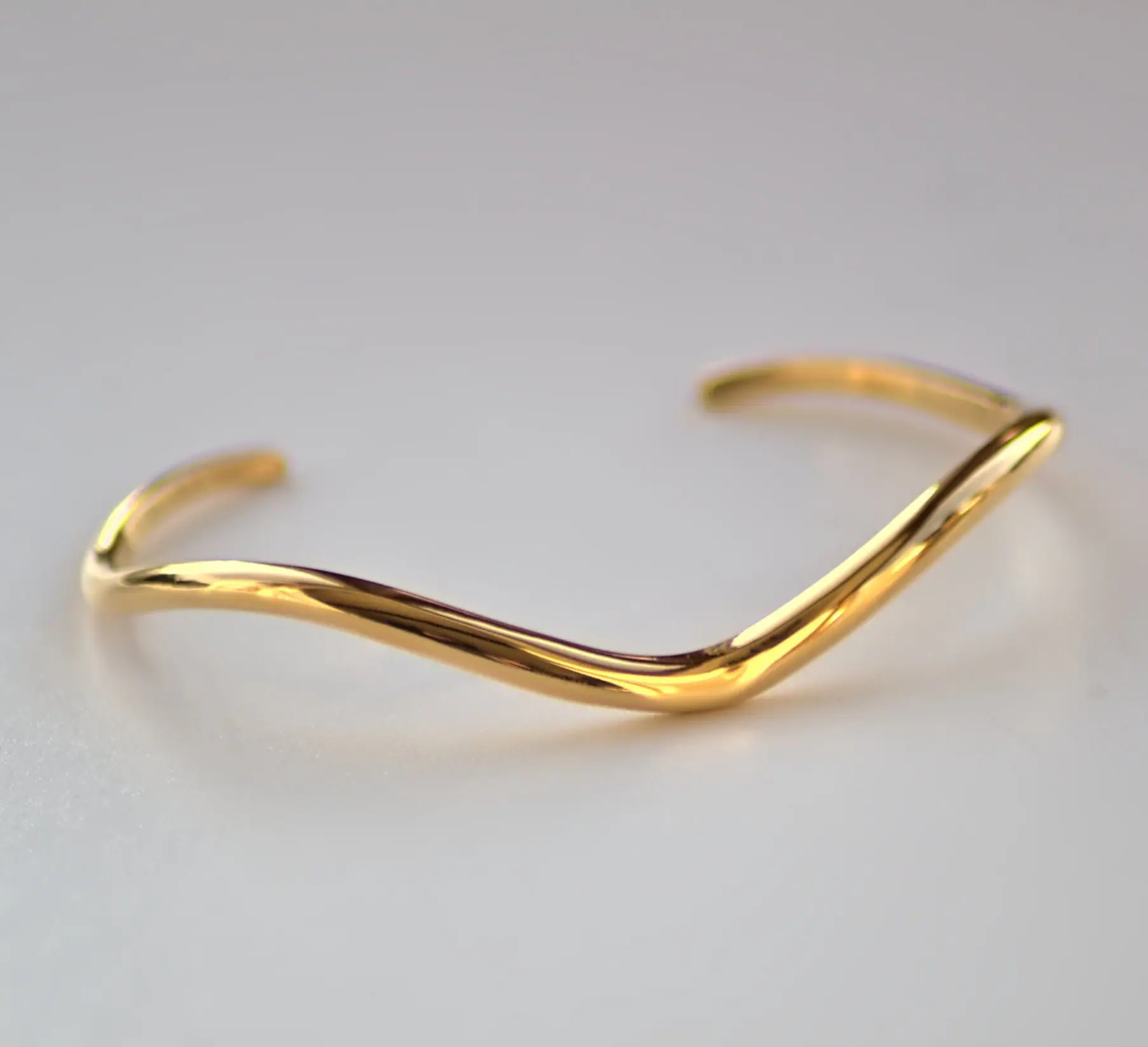 Wave Bangle Gold Twisted Cuff Bangle Bracelet Women Gift For Her 18k PVD Gold Plated Wavy Tarnish Free Minimalist Style - Image 1