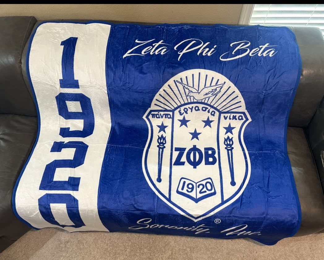Zeta Phi Beta Fleece Throw Blanket. Perfect Gift item! Sale Price ends Sunday! - Image 1