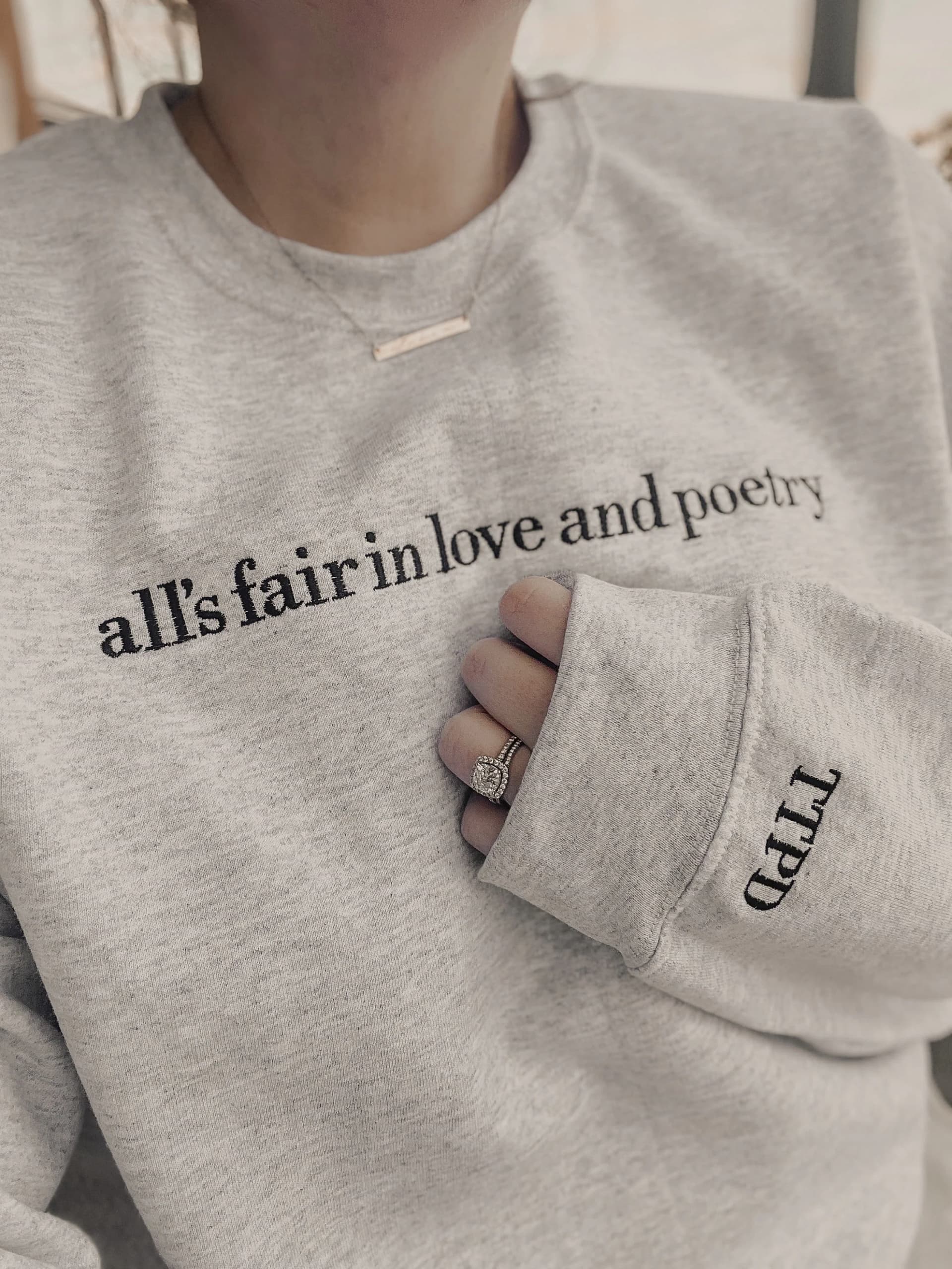 Embroidered Poetry Crewneck| TTPD Crewneck | TTPD Inspo Sweatshirt| All is Fair Sweatshirt | TTPD Sweatshirt | Gift for Her | Tortured Poets - Image 1