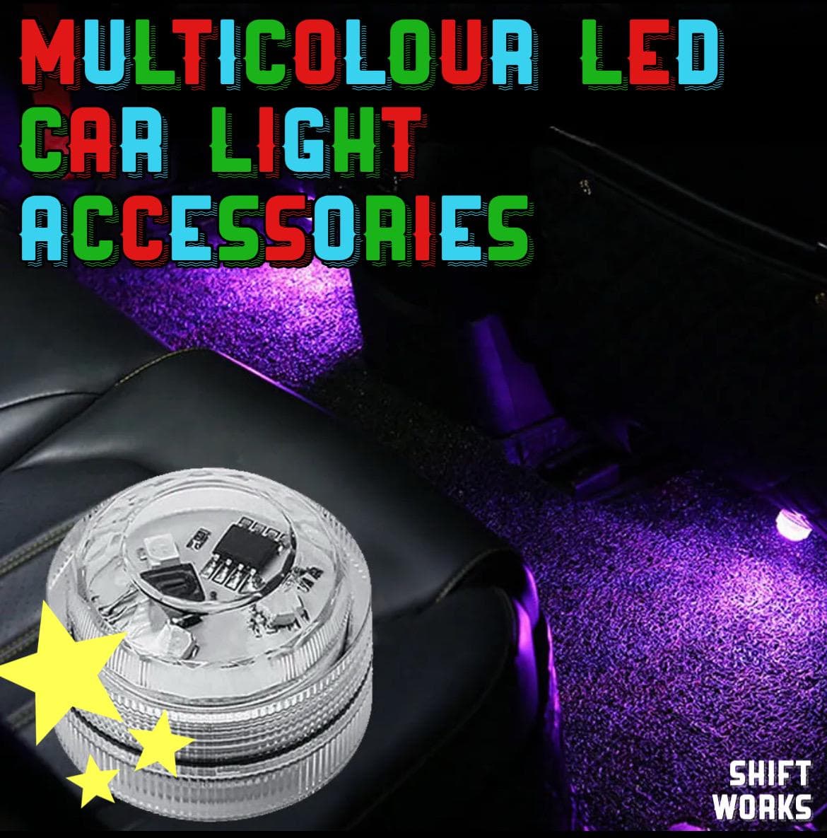 Car Foot Compartment LED Lights β 4-Pack Stick-On Under Seat Glow - Image 1