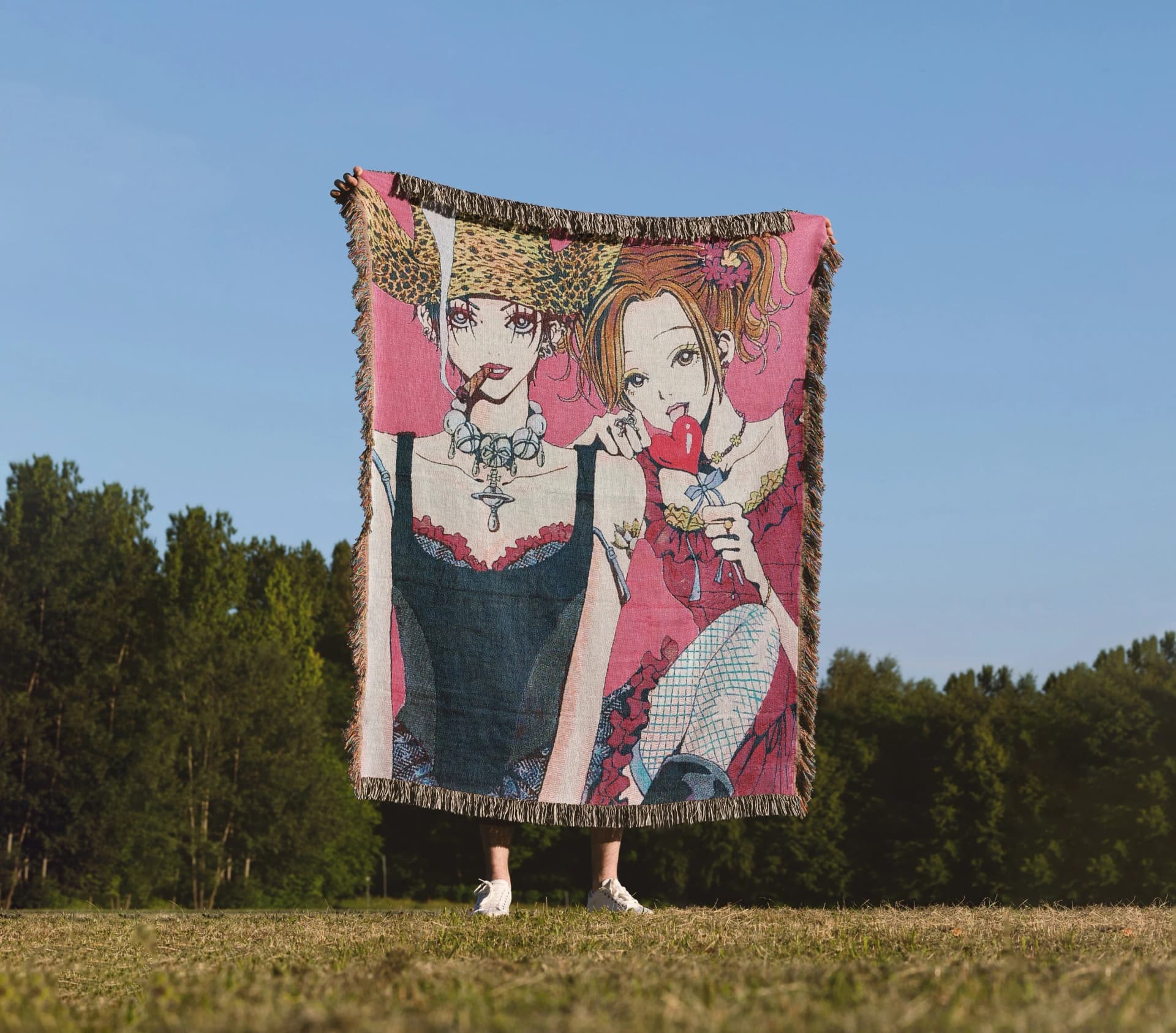 Nana Woven Blanket Fully Embroidered Throw Tapestry - Image 1