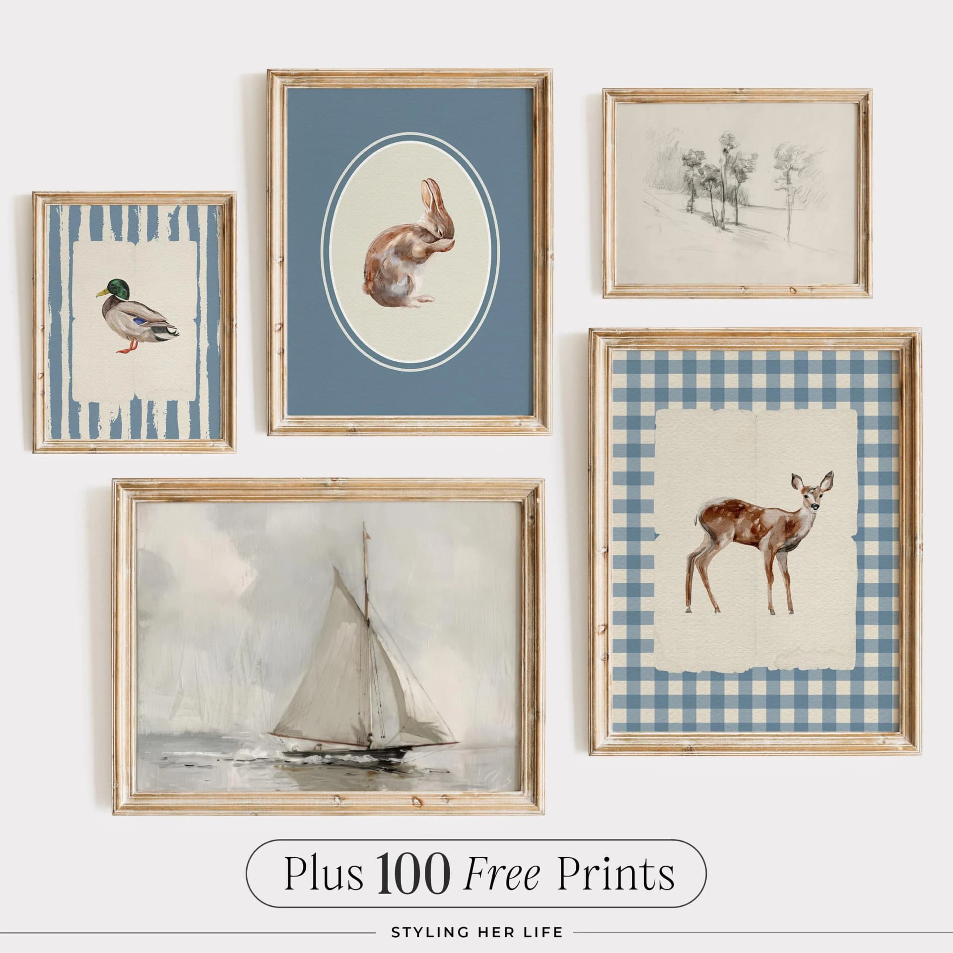 Vintage Nursery Art Prints: Farmhouse Gallery Wall Set, Boys Room Decor (Digital Download) - Image 1