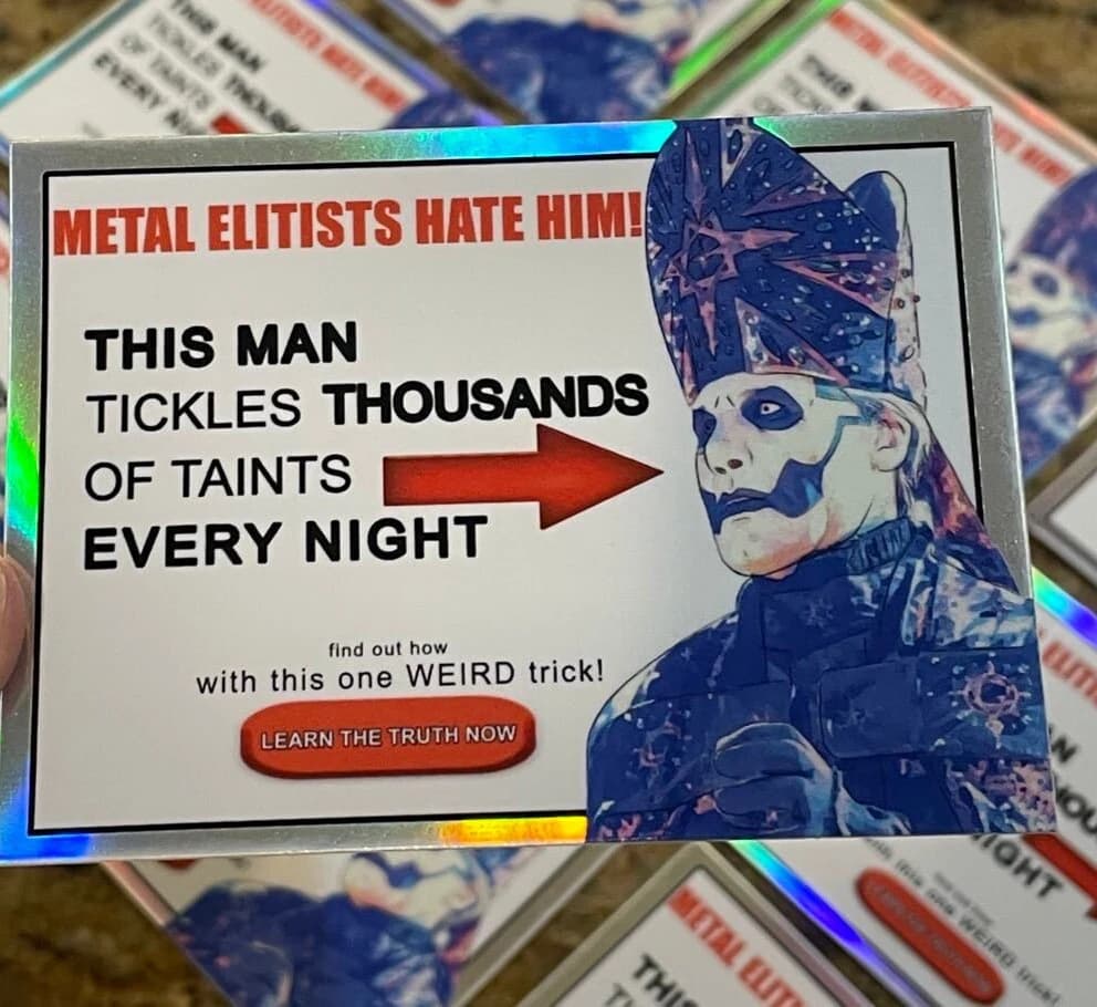 Ghost Band Papa Emeritus Metal Elitists Hate Him Holo Sticker - Image 1