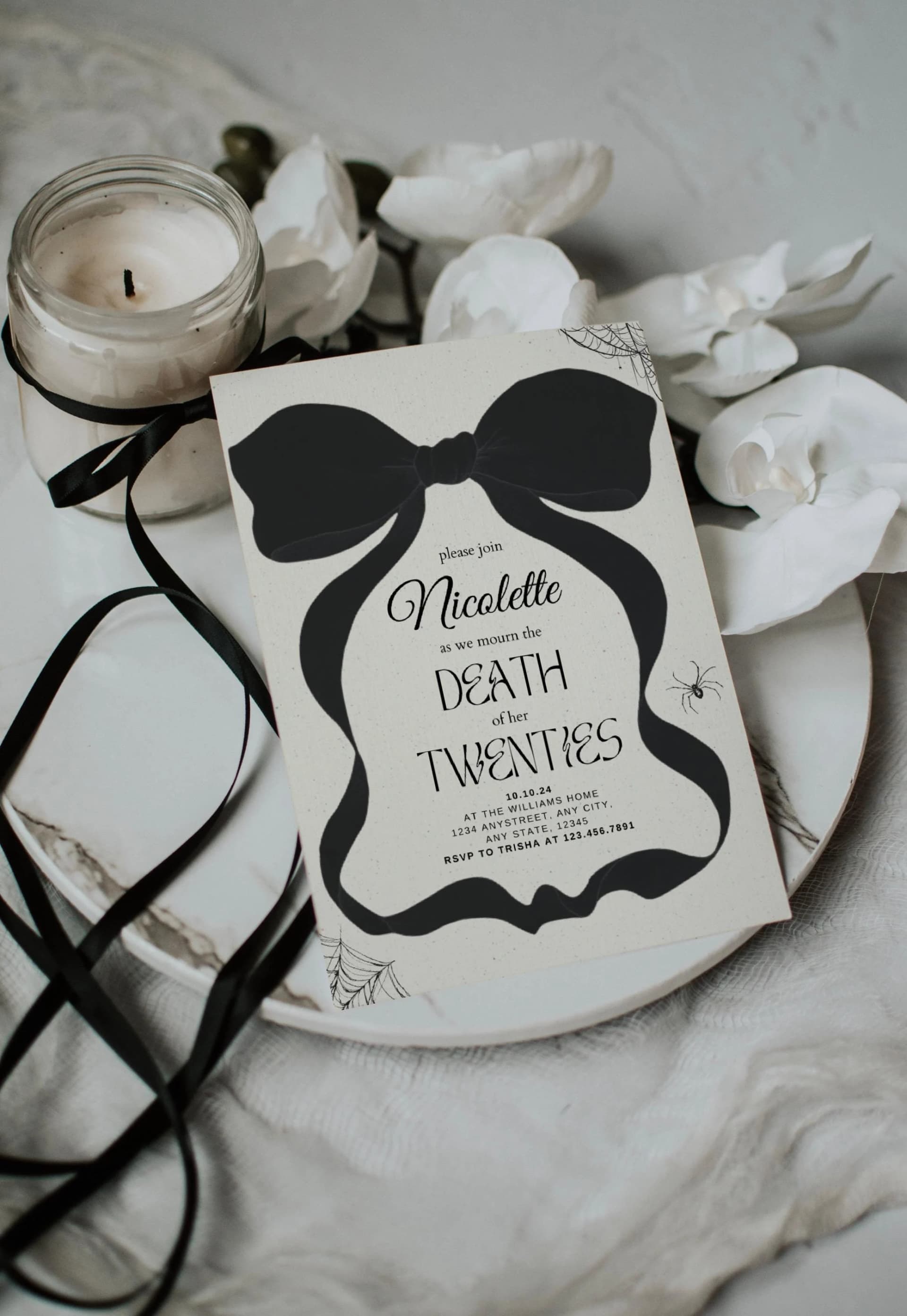 RIP to my 20s Invite, 30th Birthday Invitation, Editable Template, Death to my Youth 30th Birthday, Death to my twenties invite, Coquette - Image 1