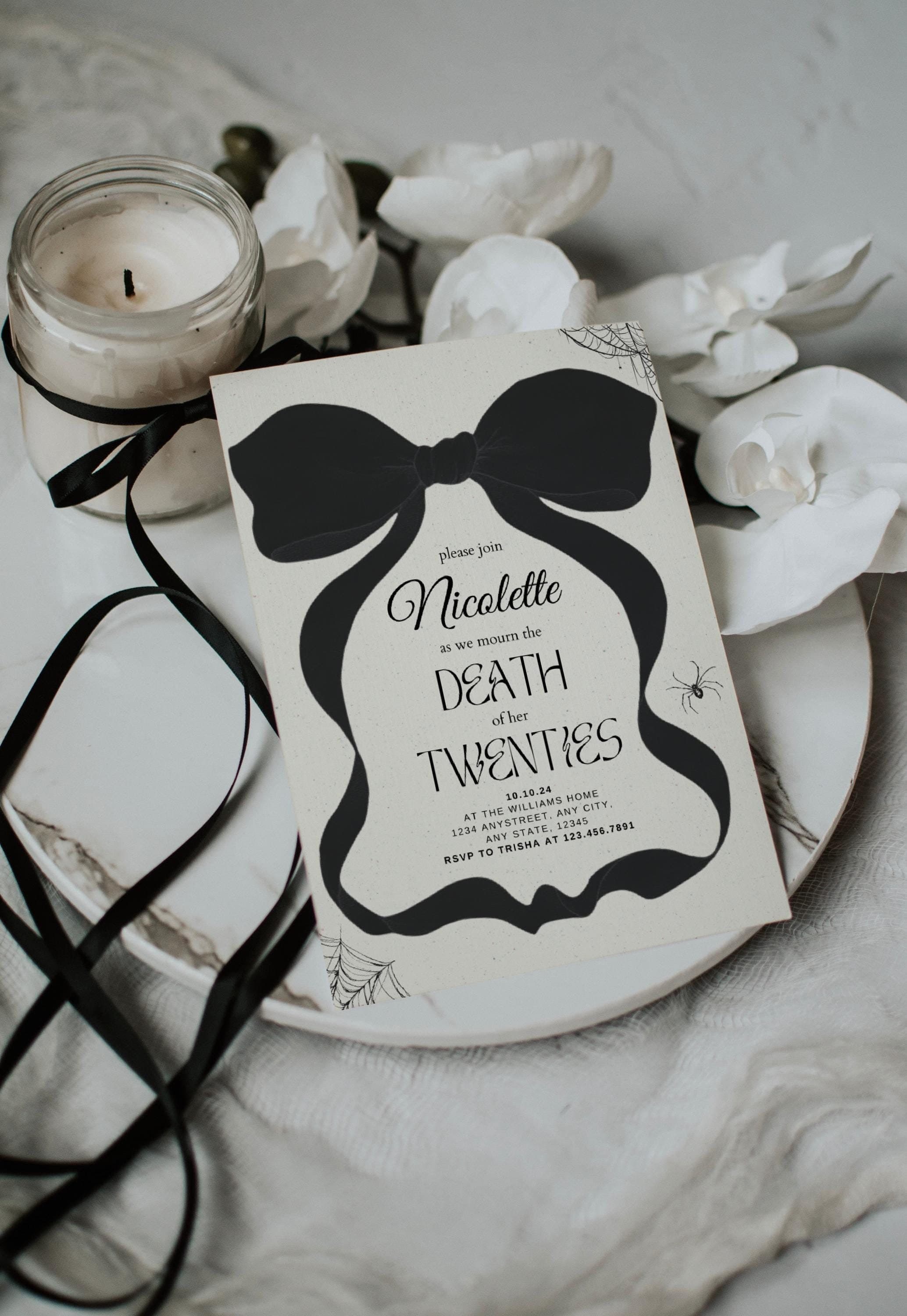 RIP to my 20s Invite, 30th Birthday Invitation, Editable Template, Death to my Youth 30th Birthday, Death to my twenties invite, Coquette - Image 1