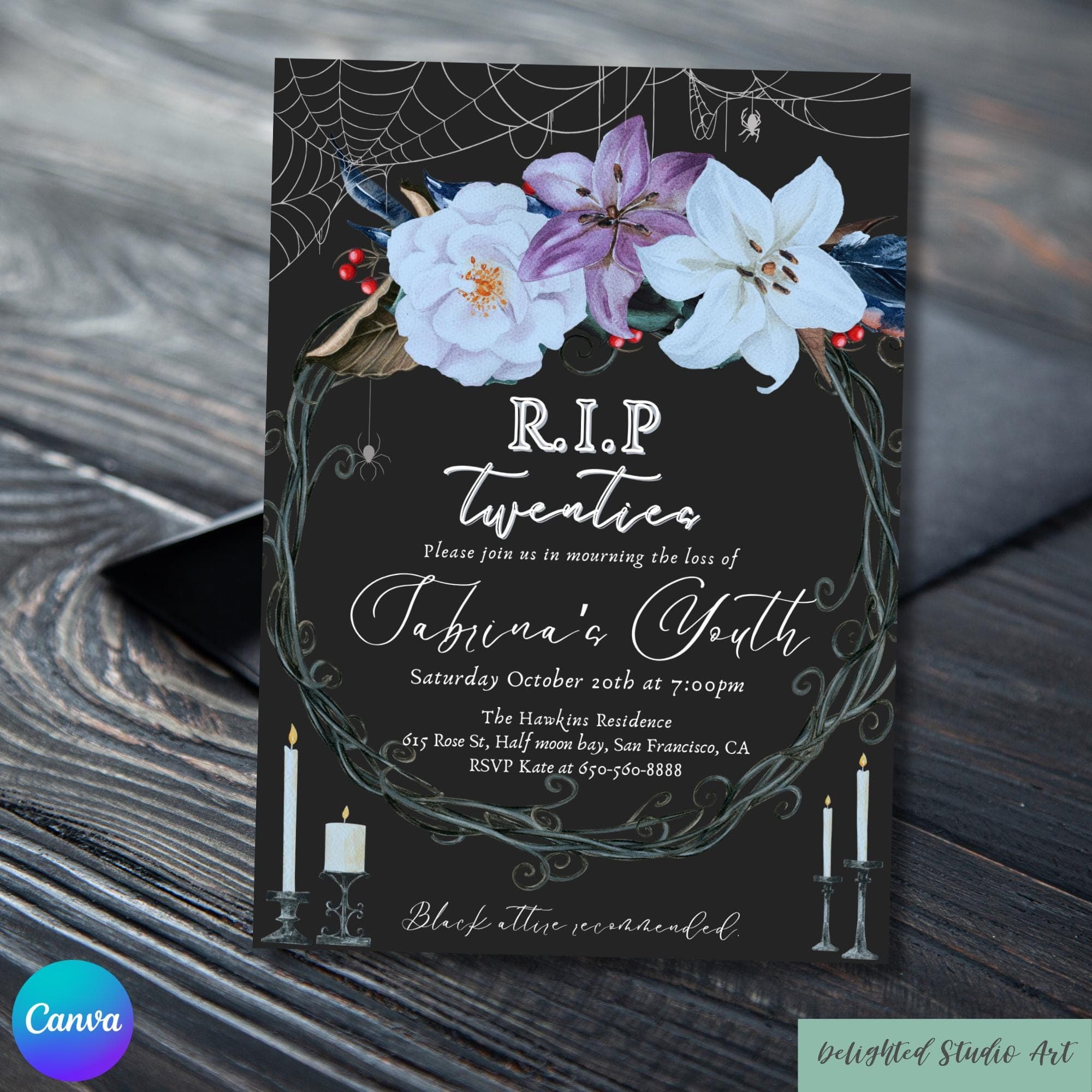 Death To My Youth Twenties 20s Editable Invitation Template, Death To Her 20s, Custom RIP Twenties 20s 30th Evite Birthday Party Invite - Image 1