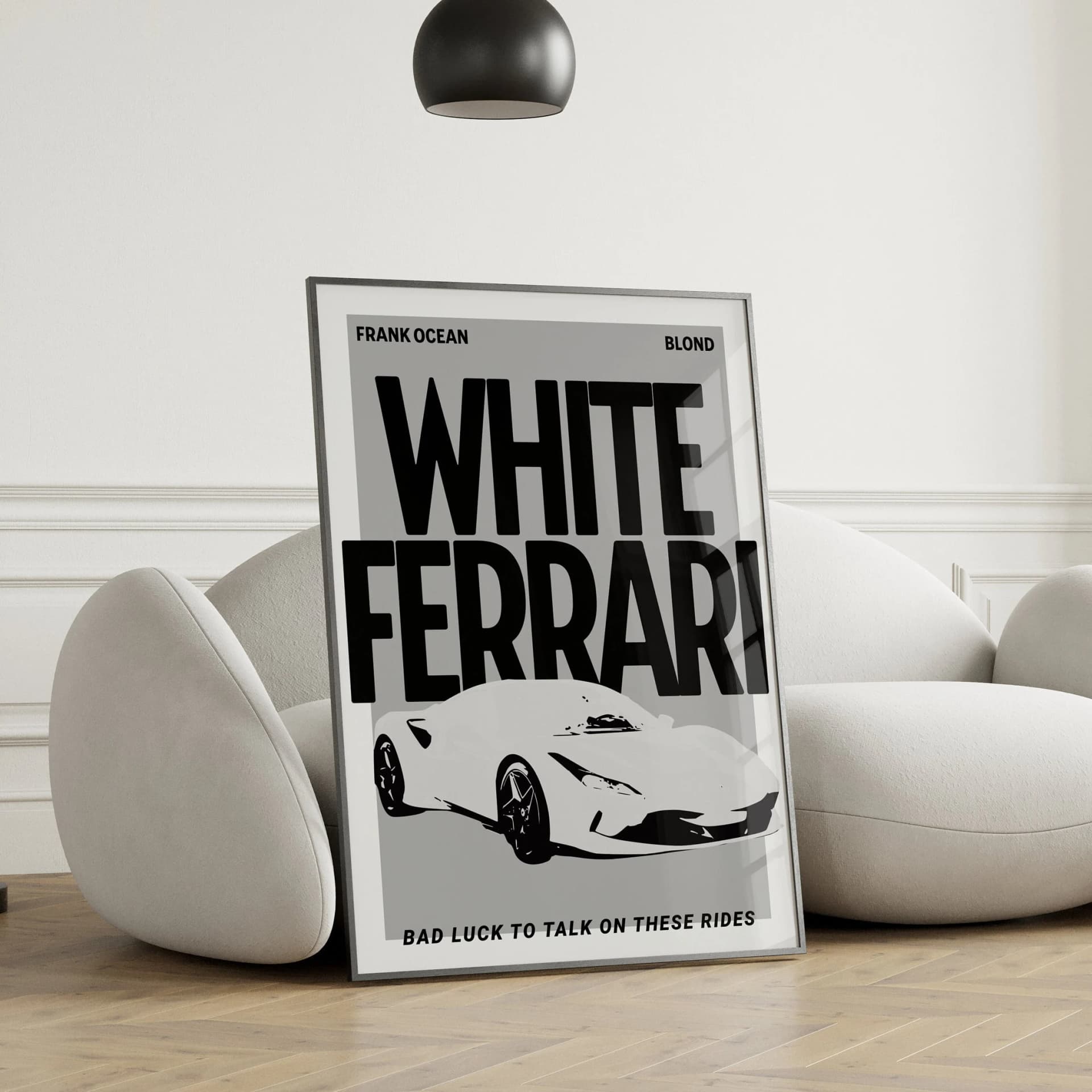 Frank Ocean Poster White Ferrari Print Blond Album Artwork Music Wall Art Lyric Poster Car Poster Print Digital Download Trendy Printable - Image 1