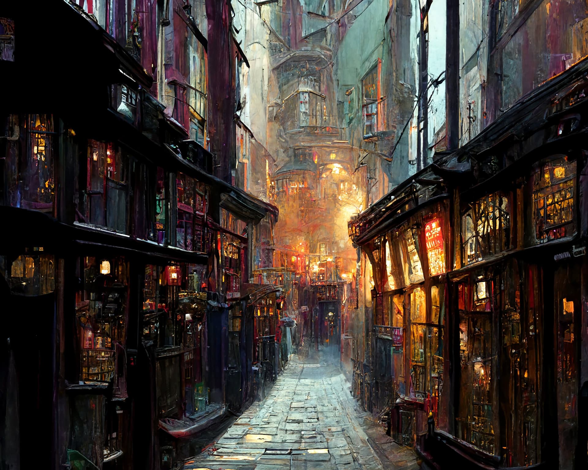 Magical Street Print: Wall Art, Alley Artwork, Digital Download, Printable Art, Wall Decoration for Home - Image 1