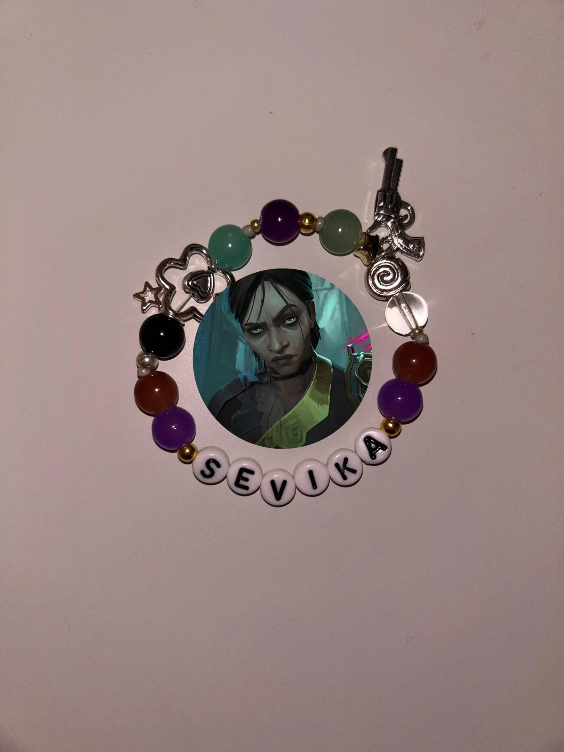 Sevika Arcane and League of Legends inspired charm, beaded bracelet - Image 1