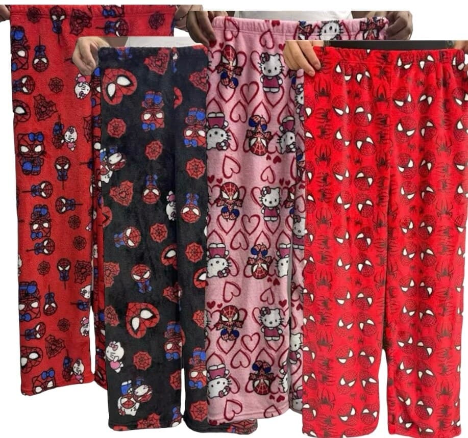 Hello Kitty x Spider Man Pyjamas Pajamas PJs Velvet Fleece Trousers Pants Sleepwear Cute Kawaii y2k - Image 1